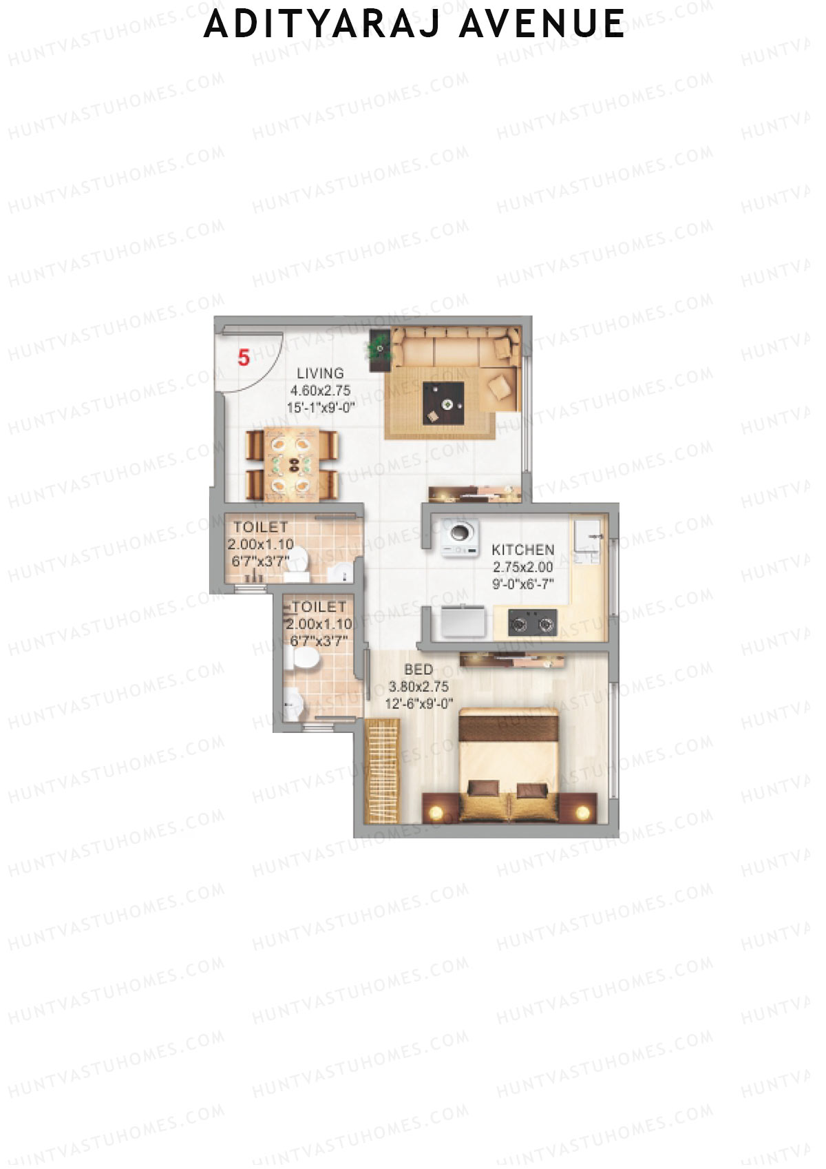 Adityaraj Avenue Wing B Unit 5 Floor Plan