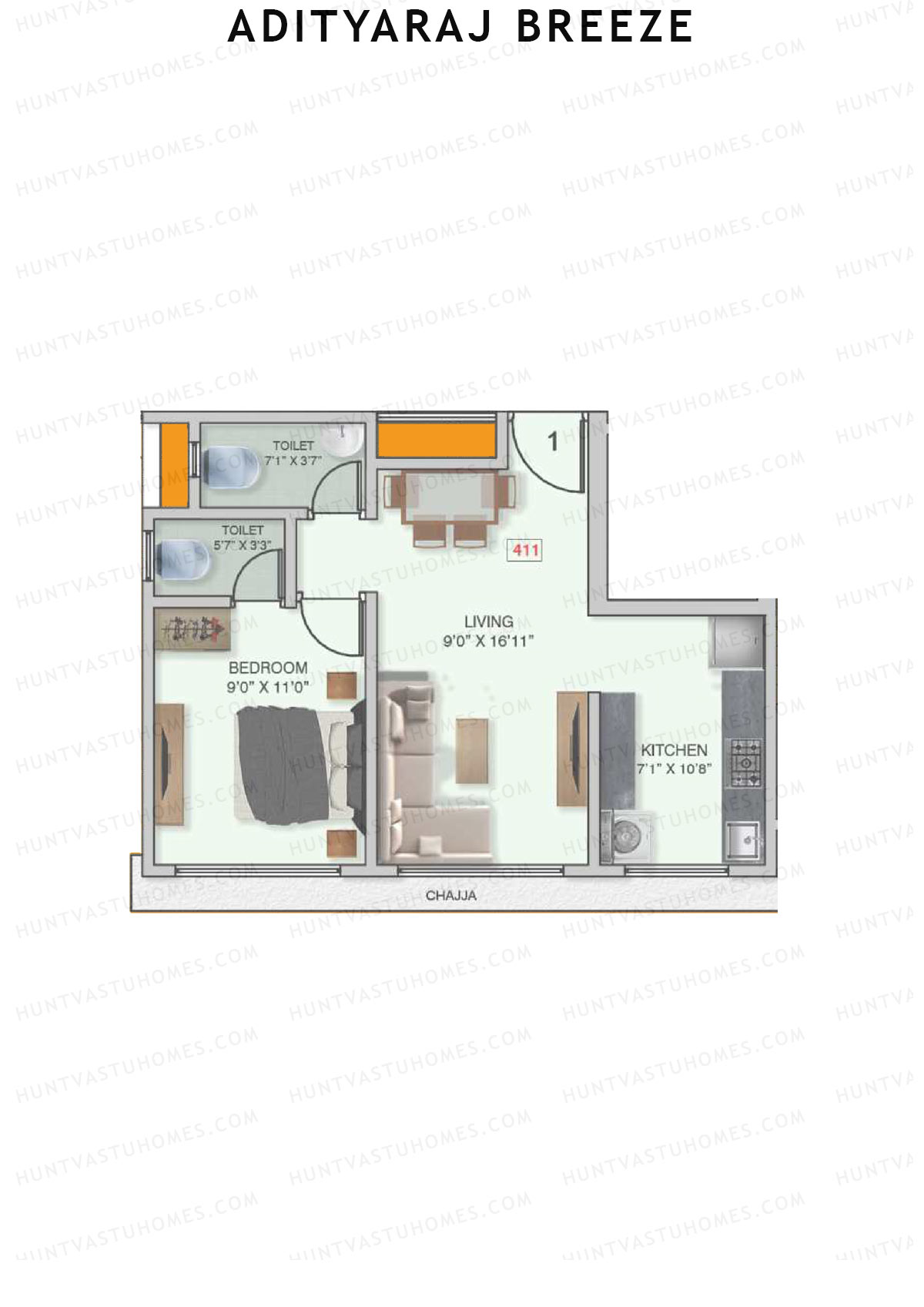 Adityaraj Breeze Tower 1 Unit 1 Floor Plan