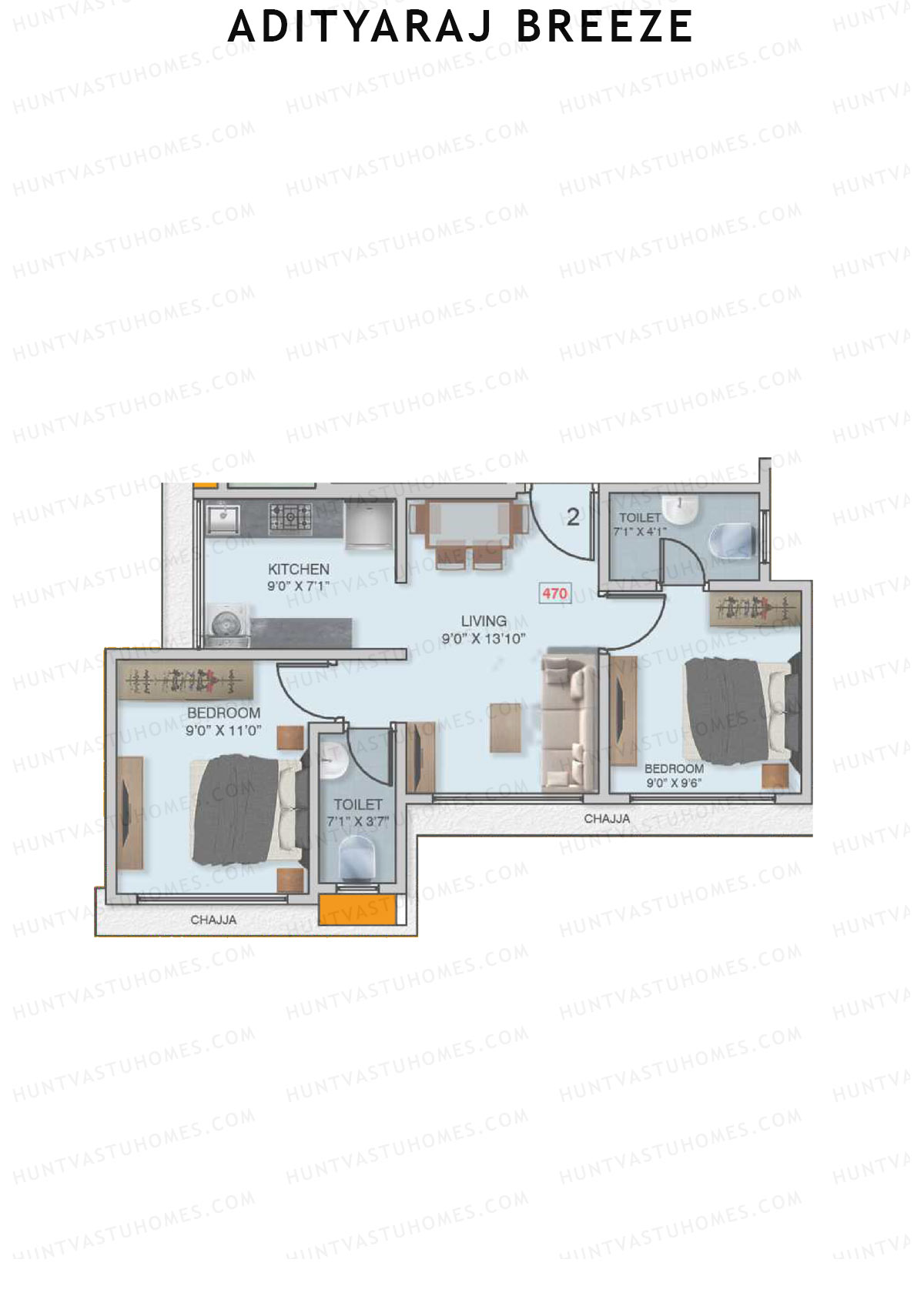 Adityaraj Breeze Tower 1 Unit 2 Floor Plan