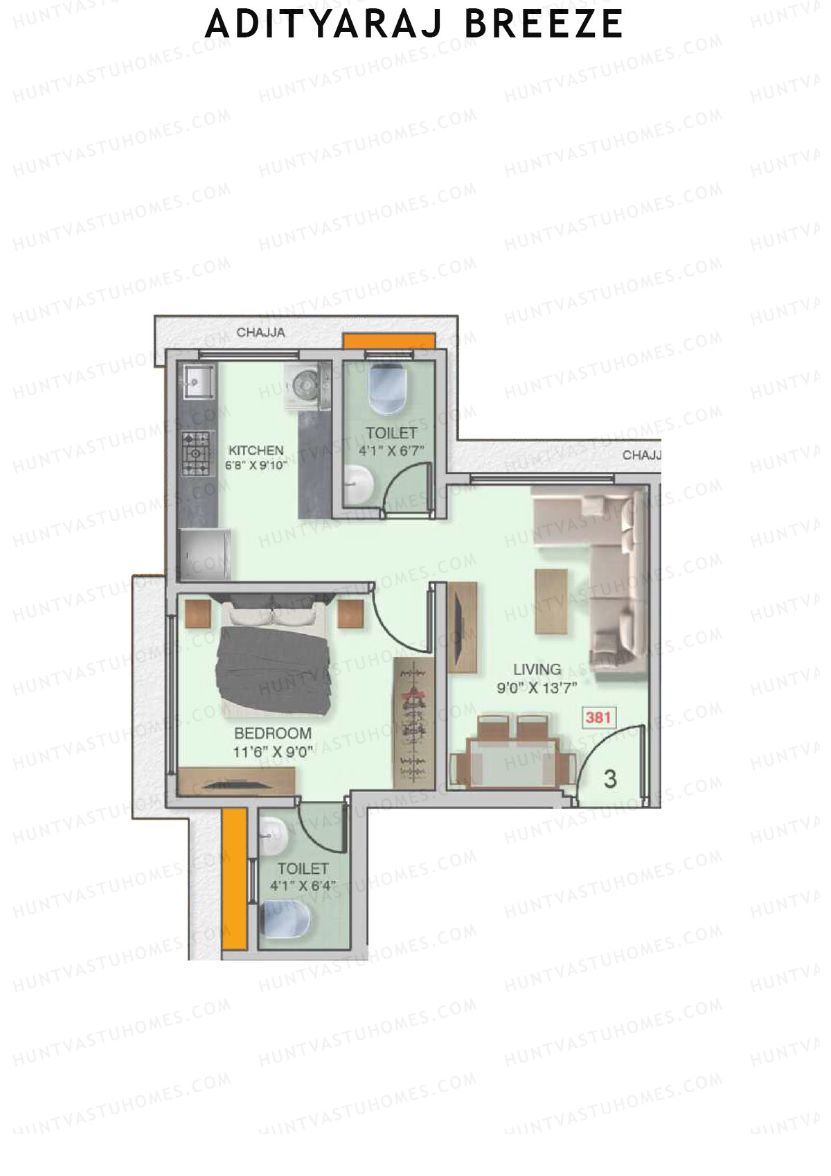 Adityaraj Breeze Tower 1 Unit 3 Floor Plan