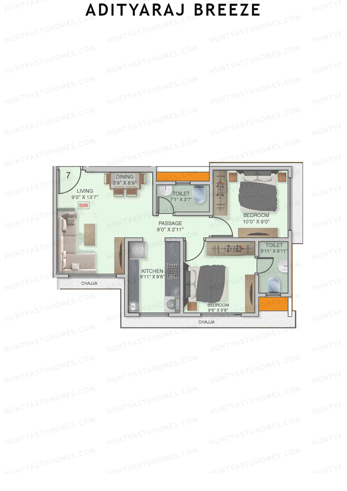 Adityaraj Breeze Tower 1 Unit 7 Floor Plan