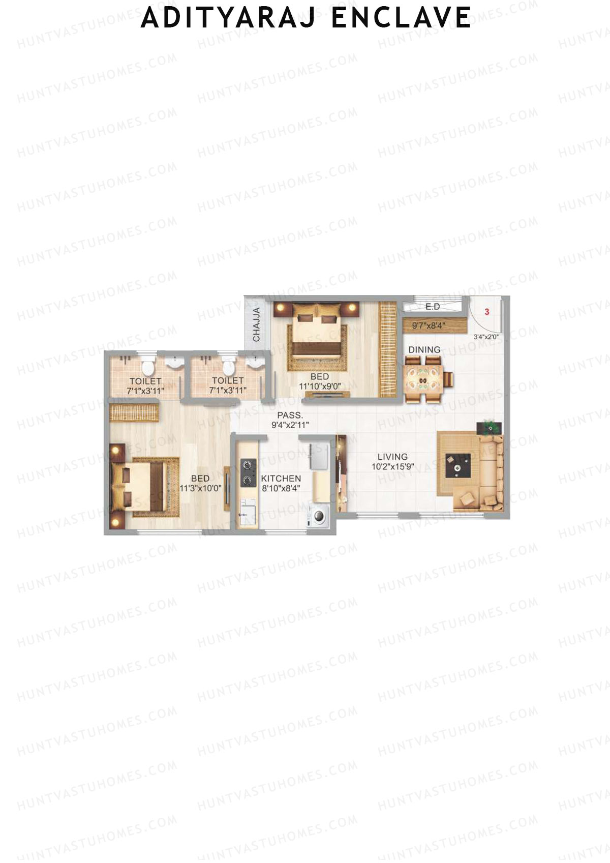 Adityaraj Enclave Wing A Unit 3 Floor Plan