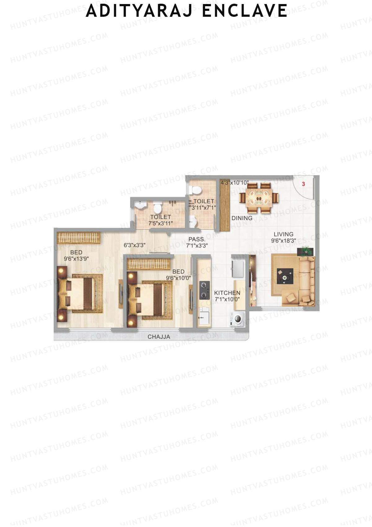 Adityaraj Enclave Wing B Unit 3 Floor Plan