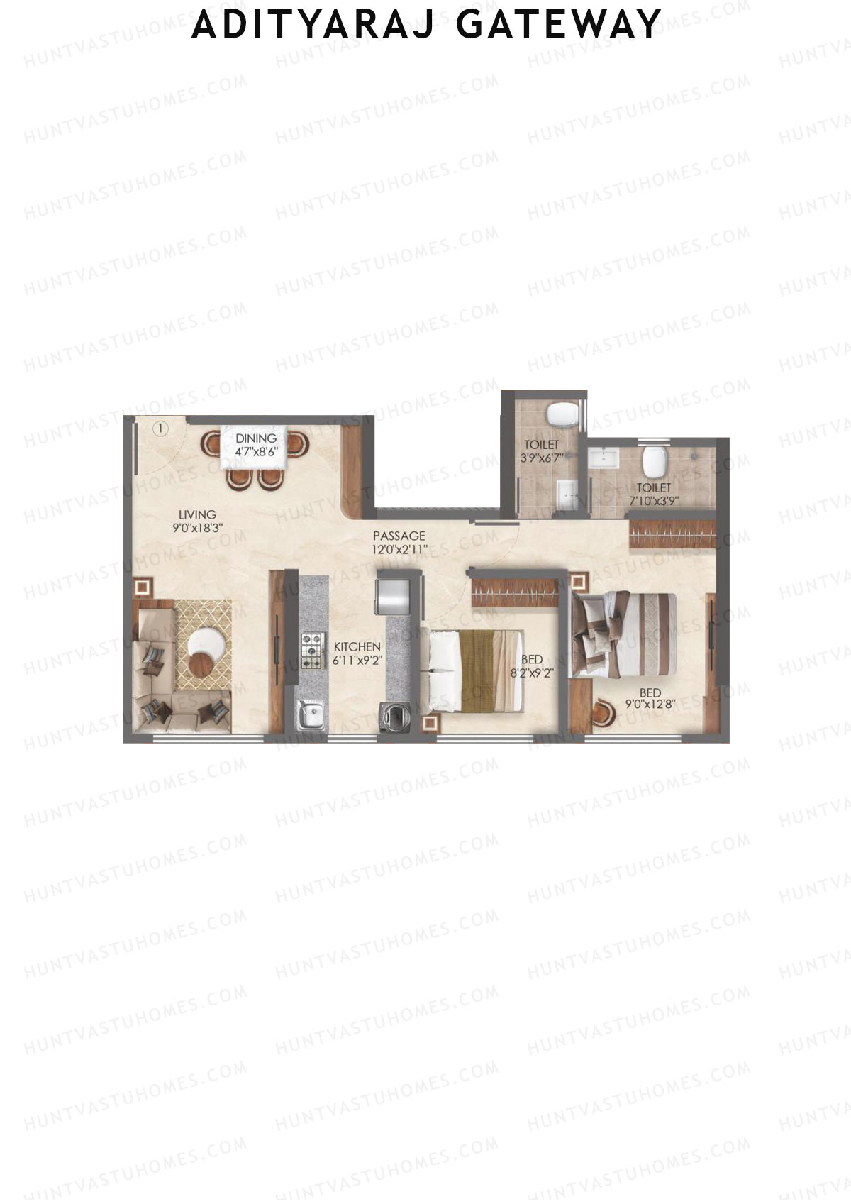 Adityaraj Gateway Tower A Unit 1 Floor Plan
