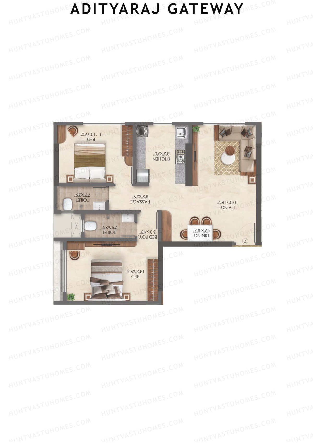 Adityaraj Gateway Tower A Unit 3 Floor Plan