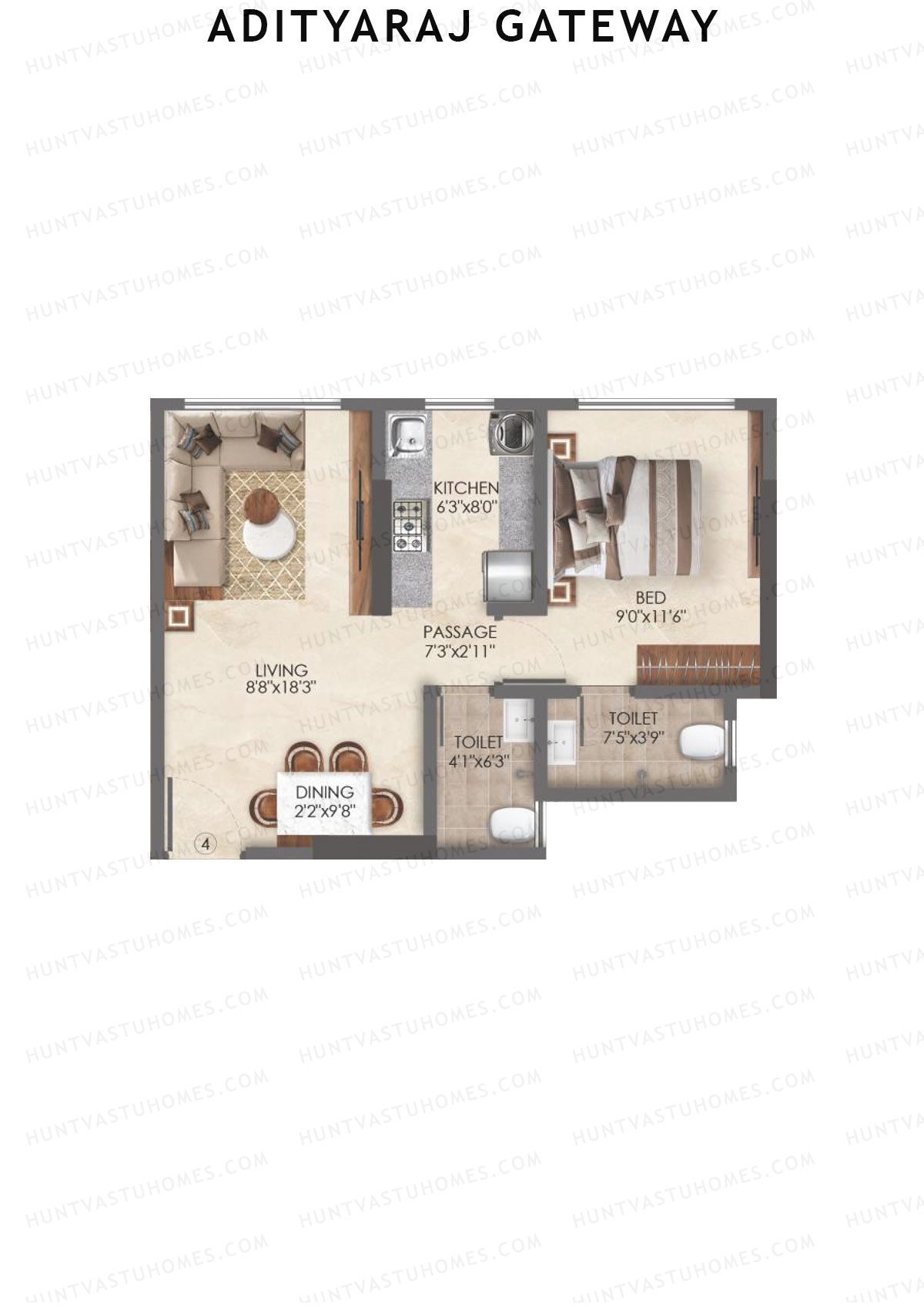 Adityaraj Gateway Tower A Unit 4 Floor Plan