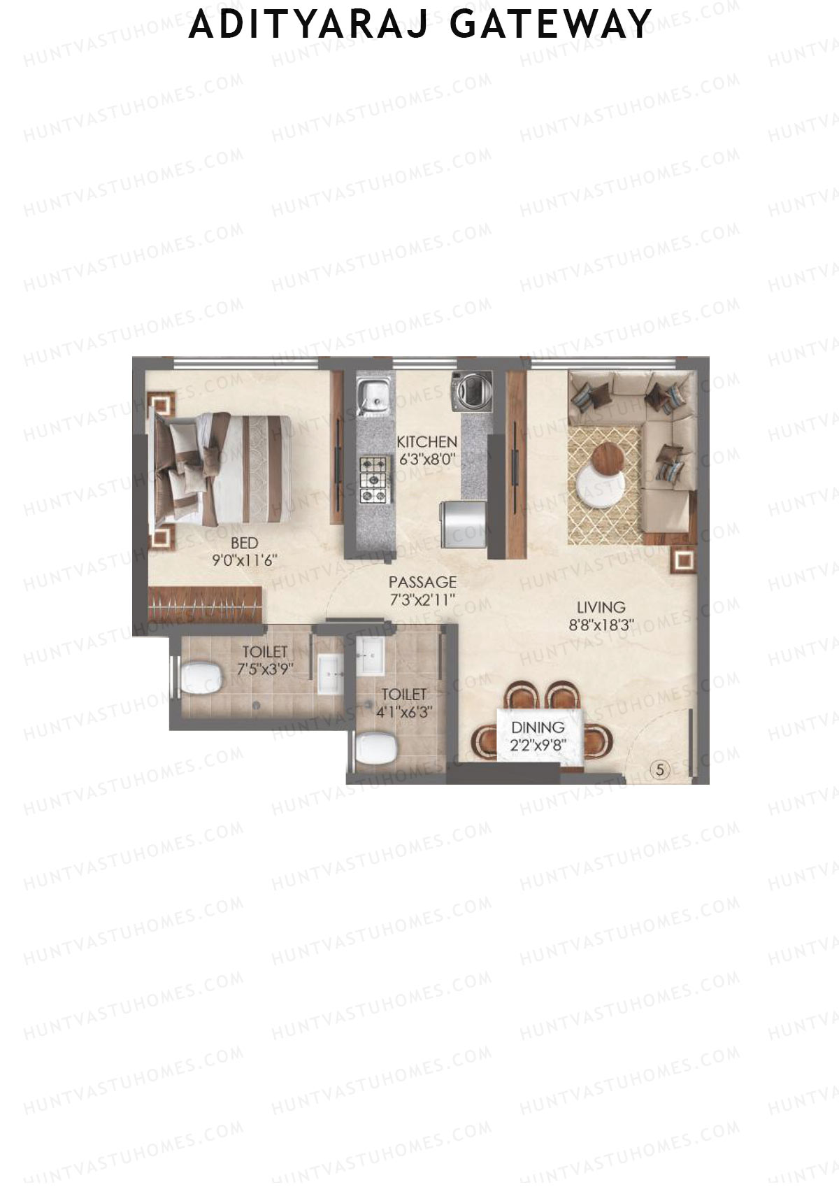 Adityaraj Gateway Tower A Unit 5 Floor Plan