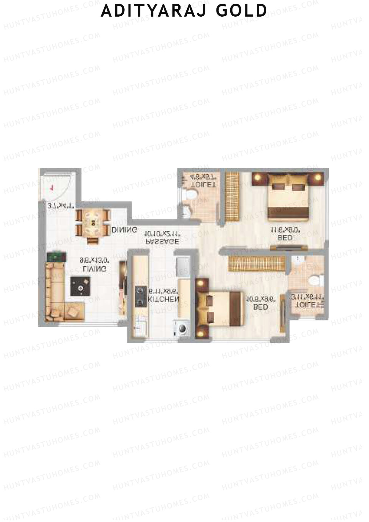 Adityaraj Gold Tower 1 Unit 2 Floor Plan