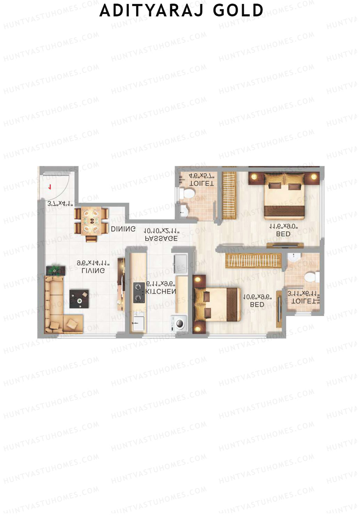 Adityaraj Gold Tower 1 Unit 2 Floor Plan