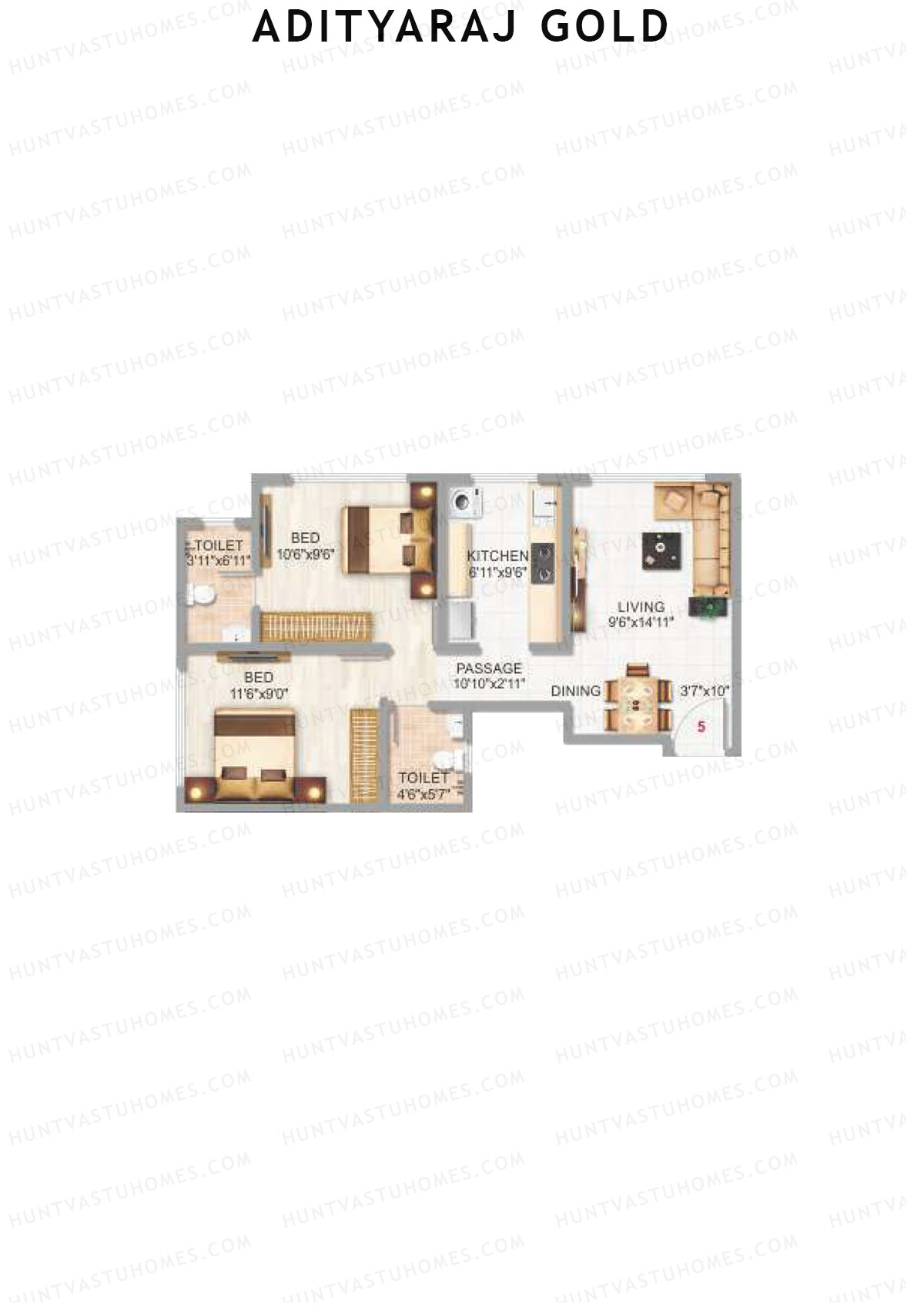 Adityaraj Gold Tower 1 Unit 5 Floor Plan