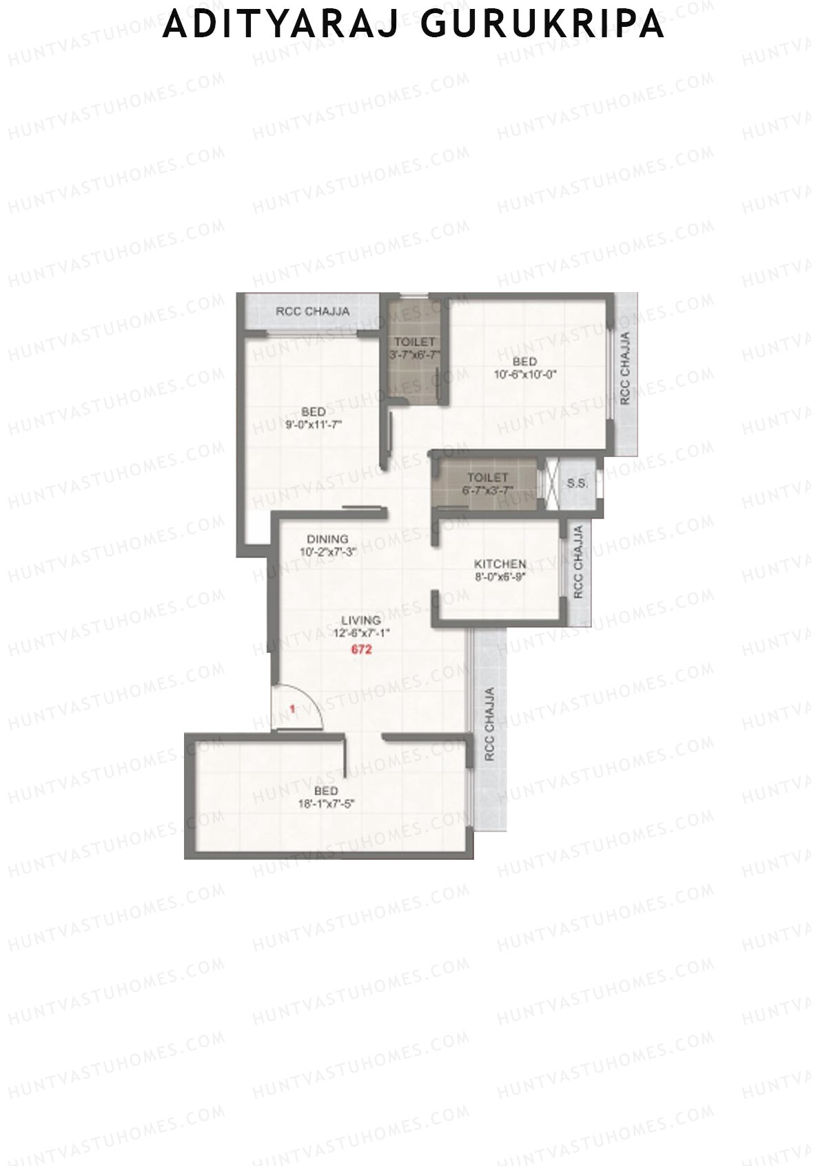 Adityaraj Gurukripa Wing A Unit 1 Floor Plan