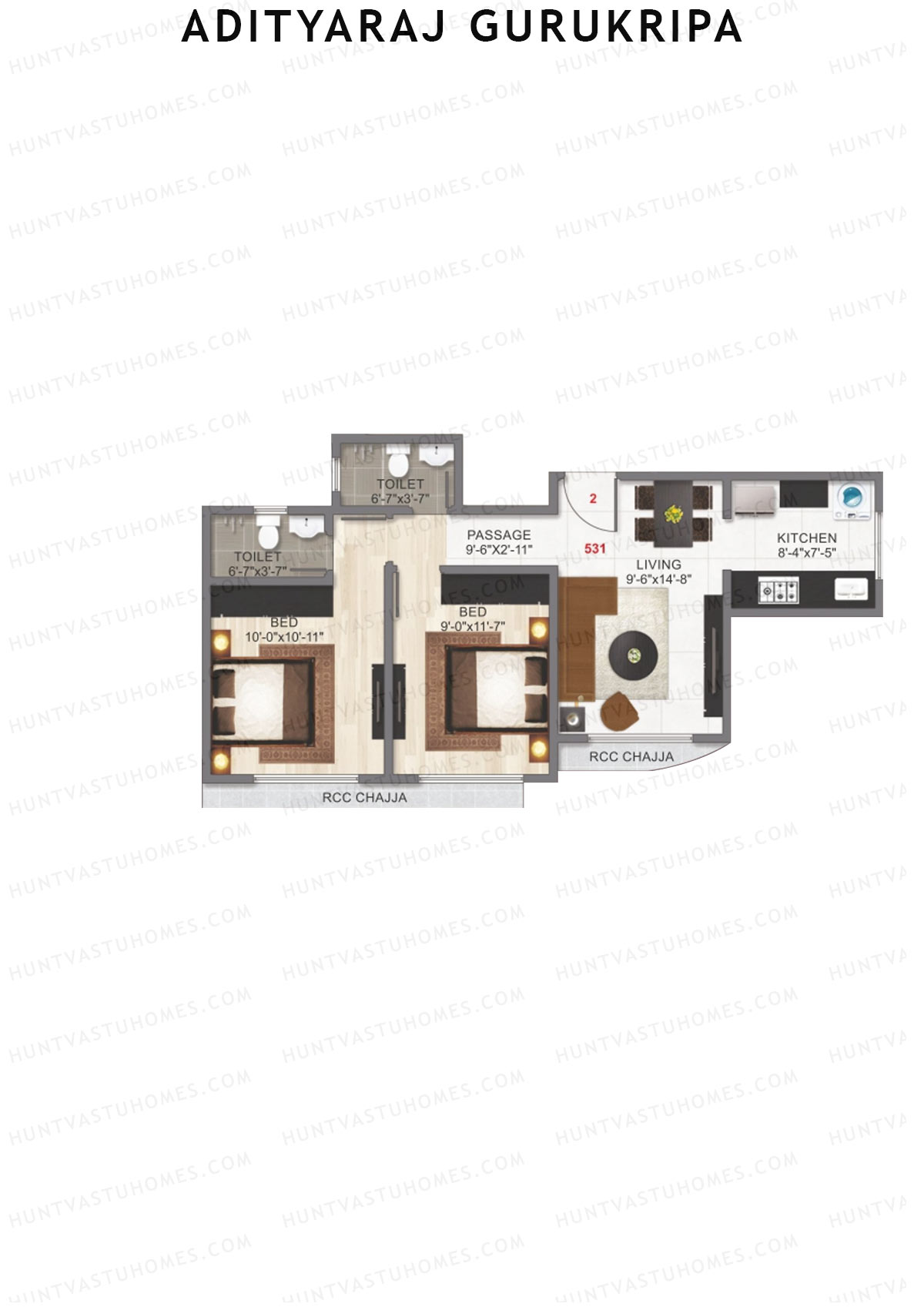 Adityaraj Gurukripa Wing A Unit 2 Floor Plan