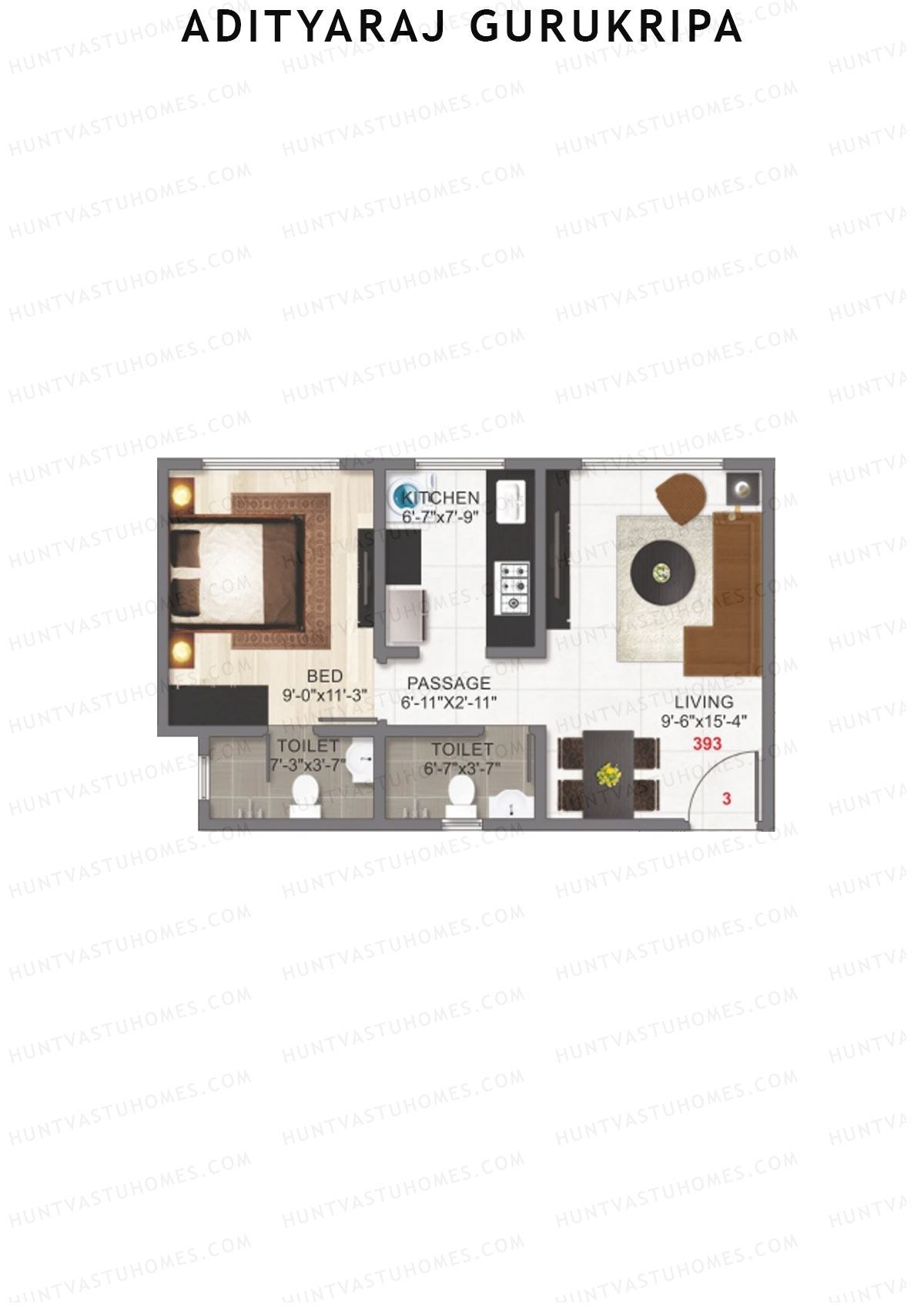 Adityaraj Gurukripa Wing A Unit 3 Floor Plan