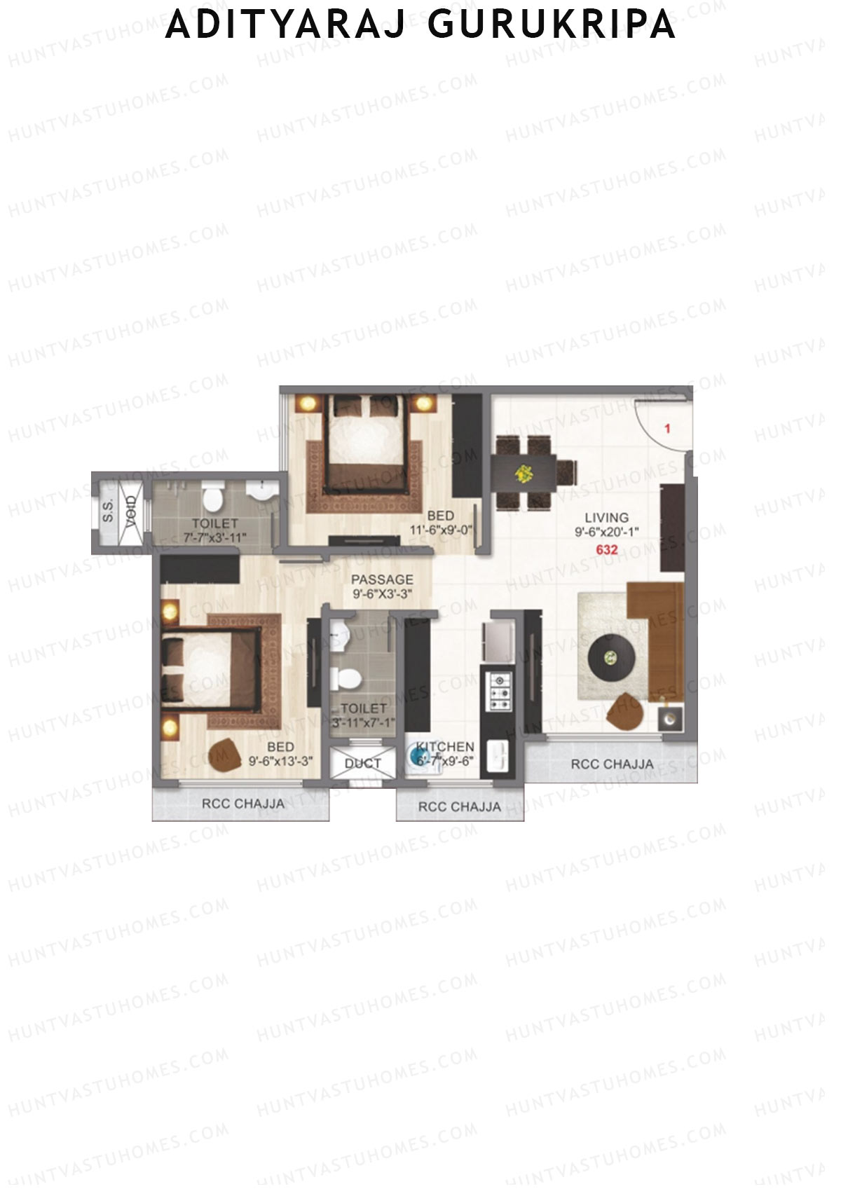 Adityaraj Gurukripa Wing B Unit 1 Floor Plan