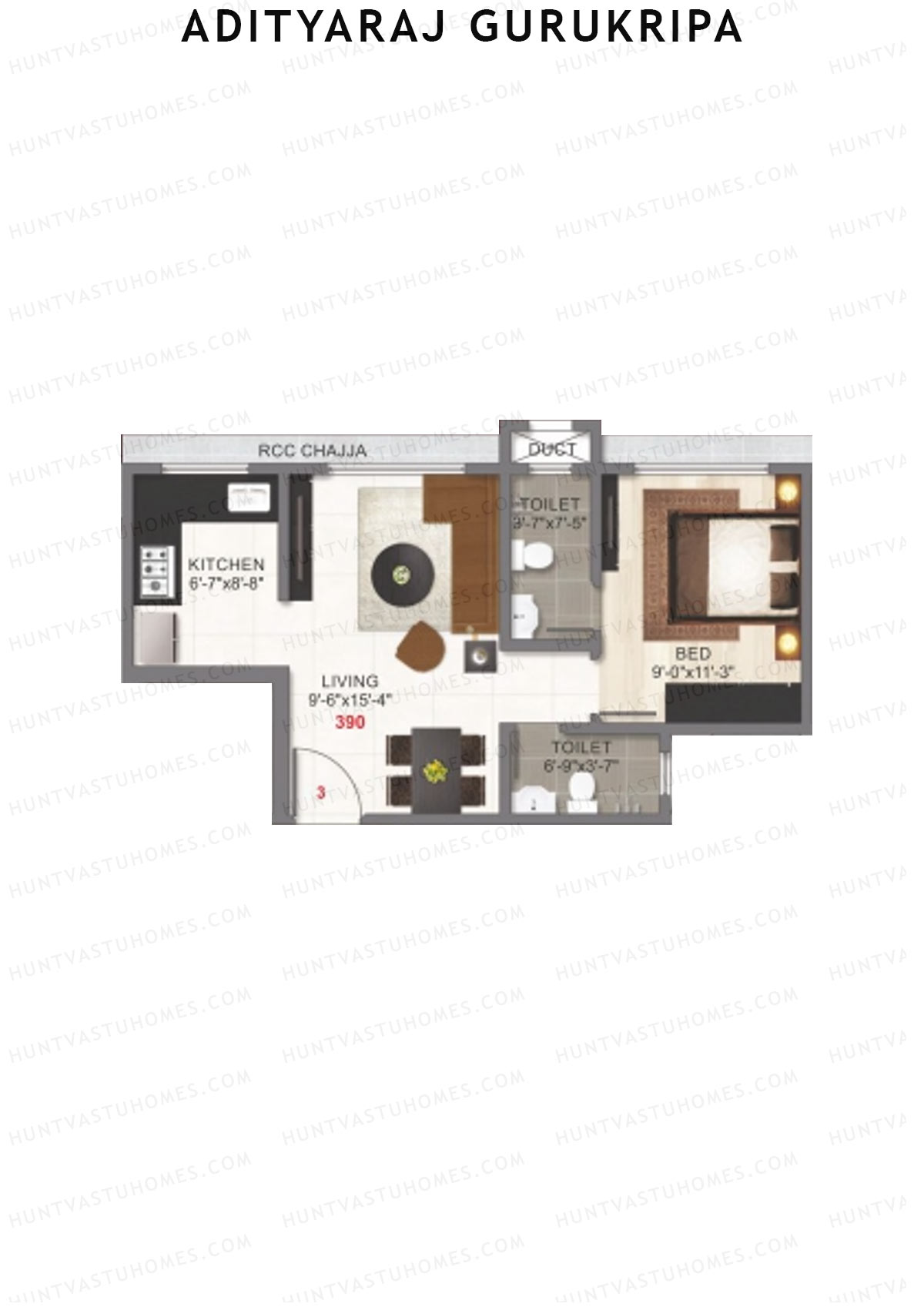 Adityaraj Gurukripa Wing B Unit 3 Floor Plan