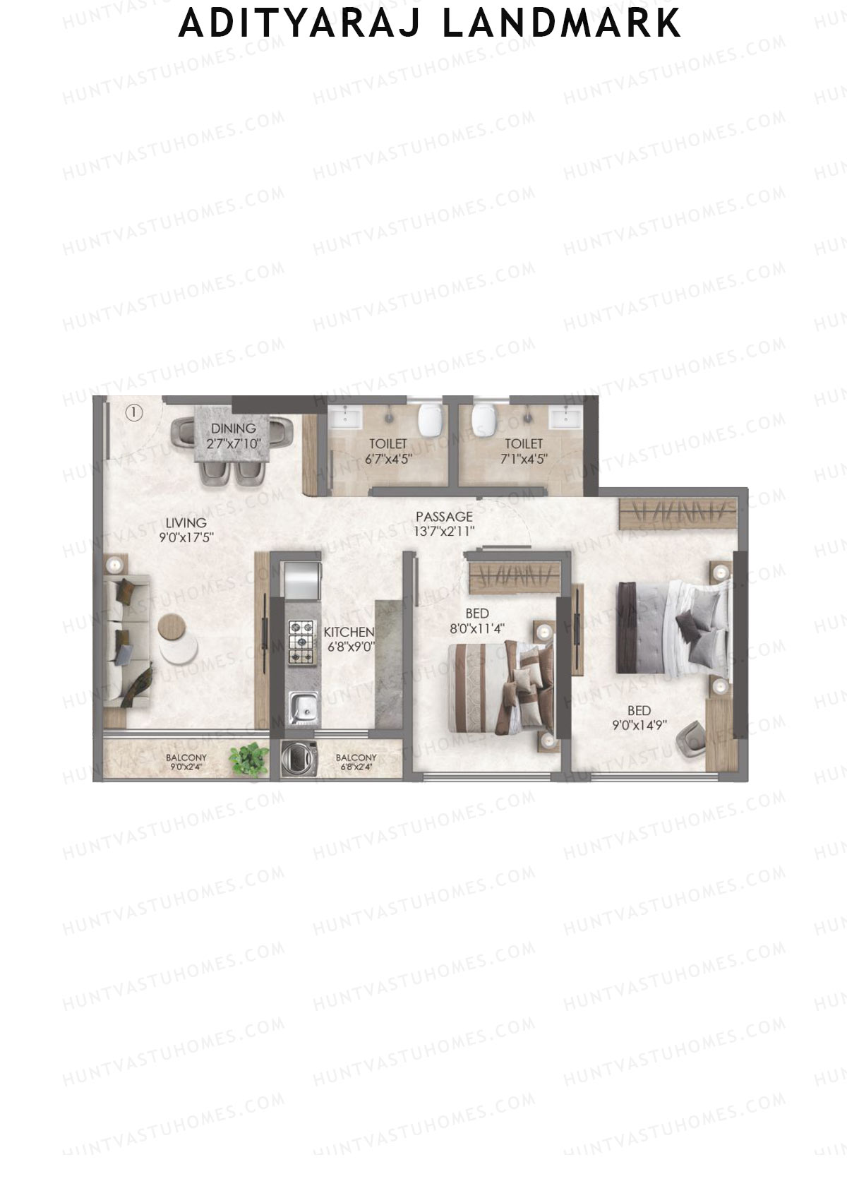 Adityaraj Landmark Tower 1 Unit 1 Floor Plan