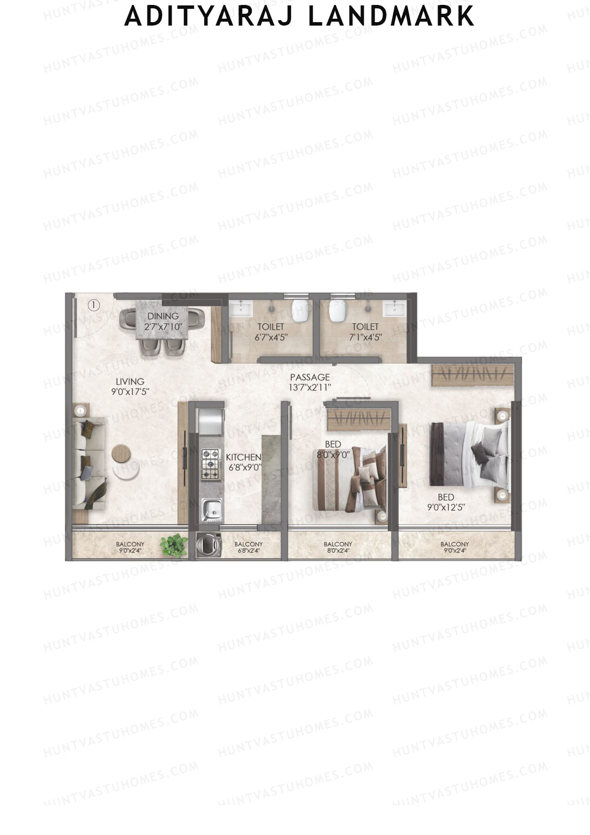Adityaraj Landmark Tower 1 Unit 1 Floor Plan