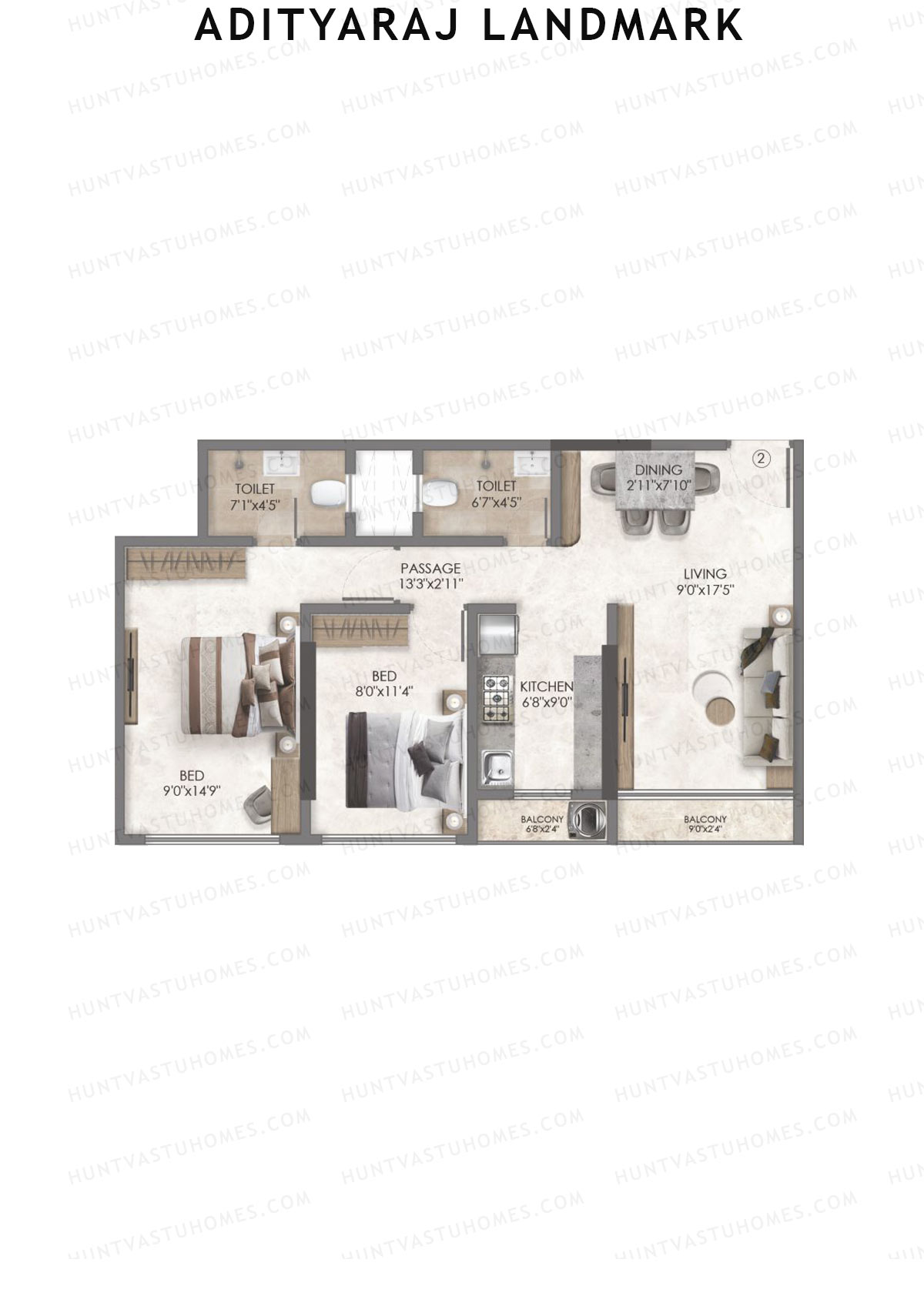 Adityaraj Landmark Tower 1 Unit 2 Floor Plan