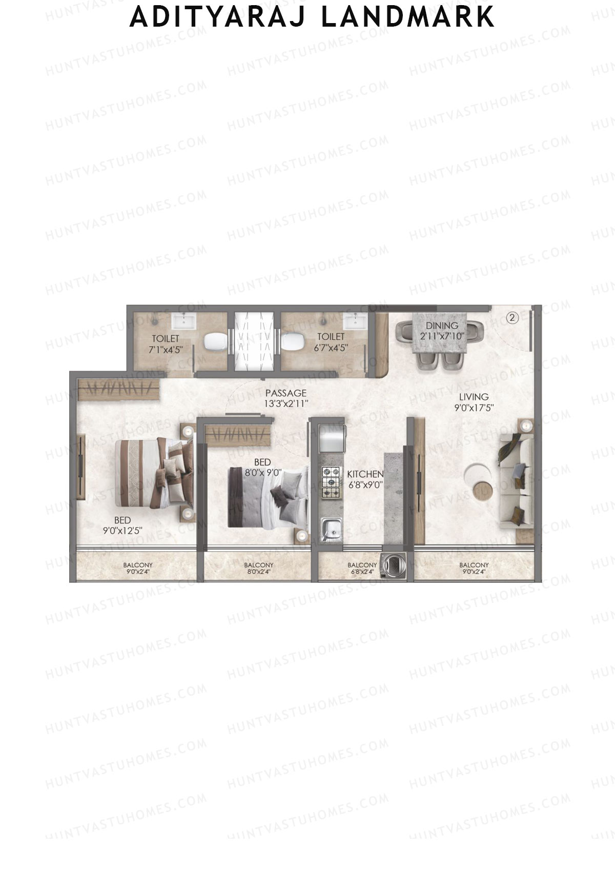 Adityaraj Landmark Tower 1 Unit 2 Floor Plan