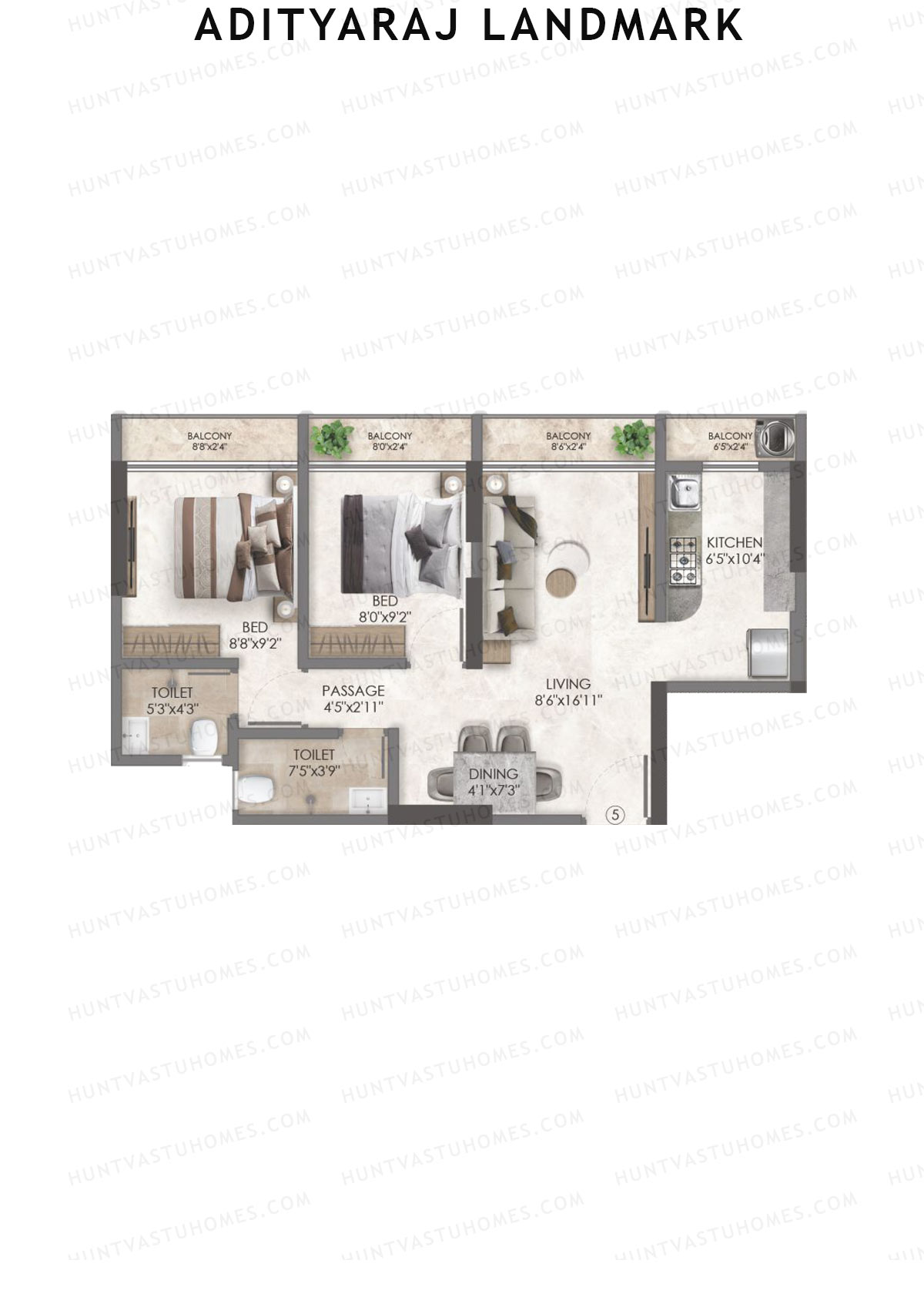 Adityaraj Landmark Tower 1 Unit 5 Floor Plan