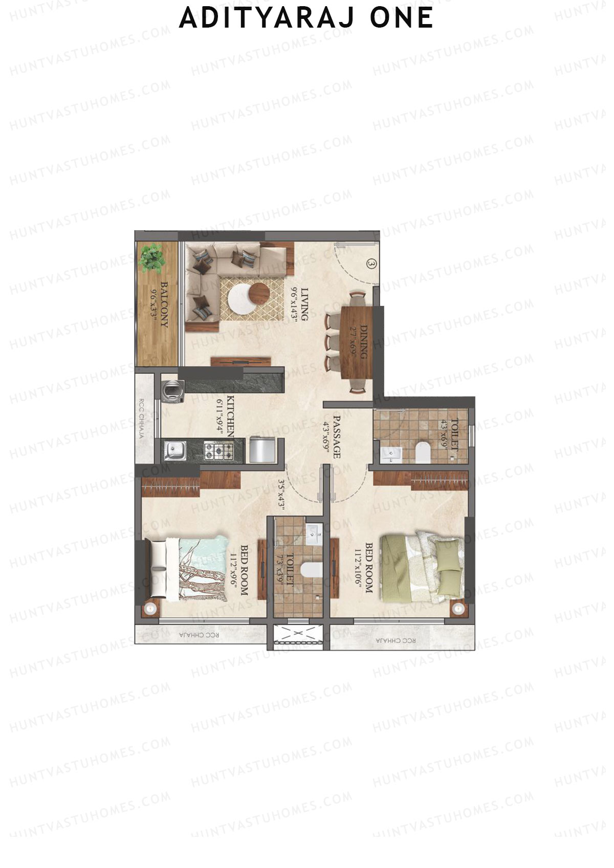 Adityaraj One Tower 1 Unit 3 Floor Plan