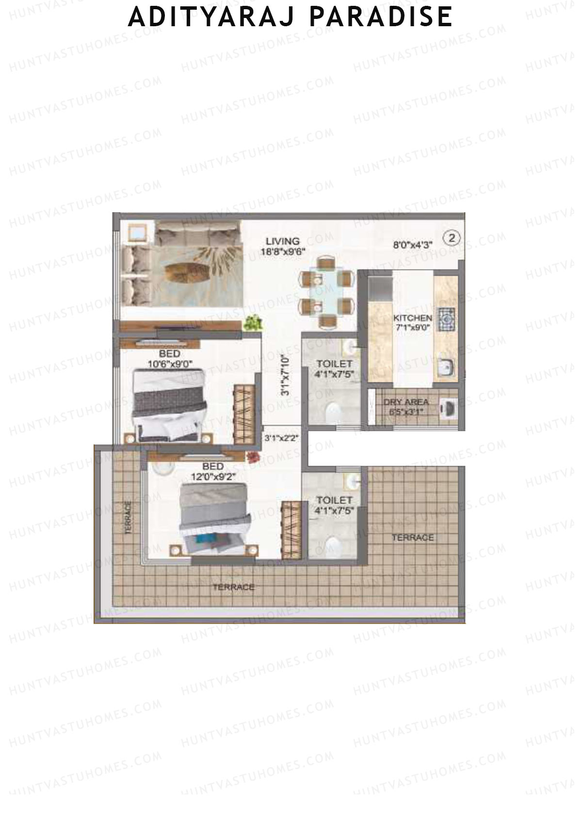 Adityaraj Paradise Wing A Unit 2 Floor Plan