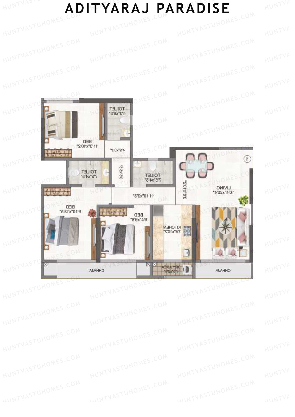Adityaraj Paradise Wing B Unit 1 Floor Plan