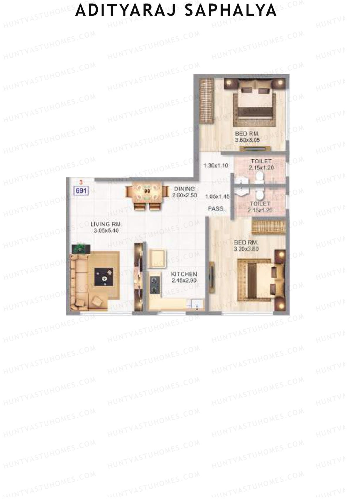 Adityaraj Saphalya Wing A Unit 3 Floor Plan