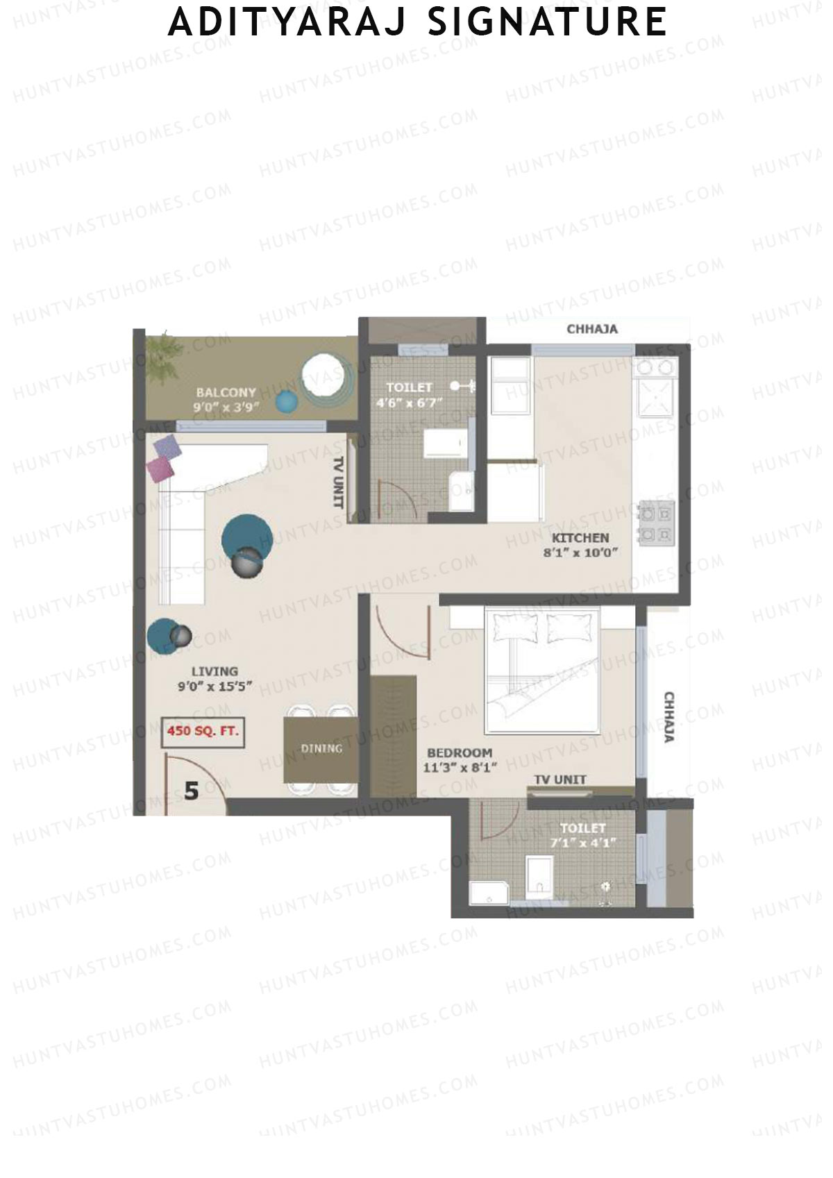 Adityaraj Signature Tower 1 Unit 5 Floor Plan