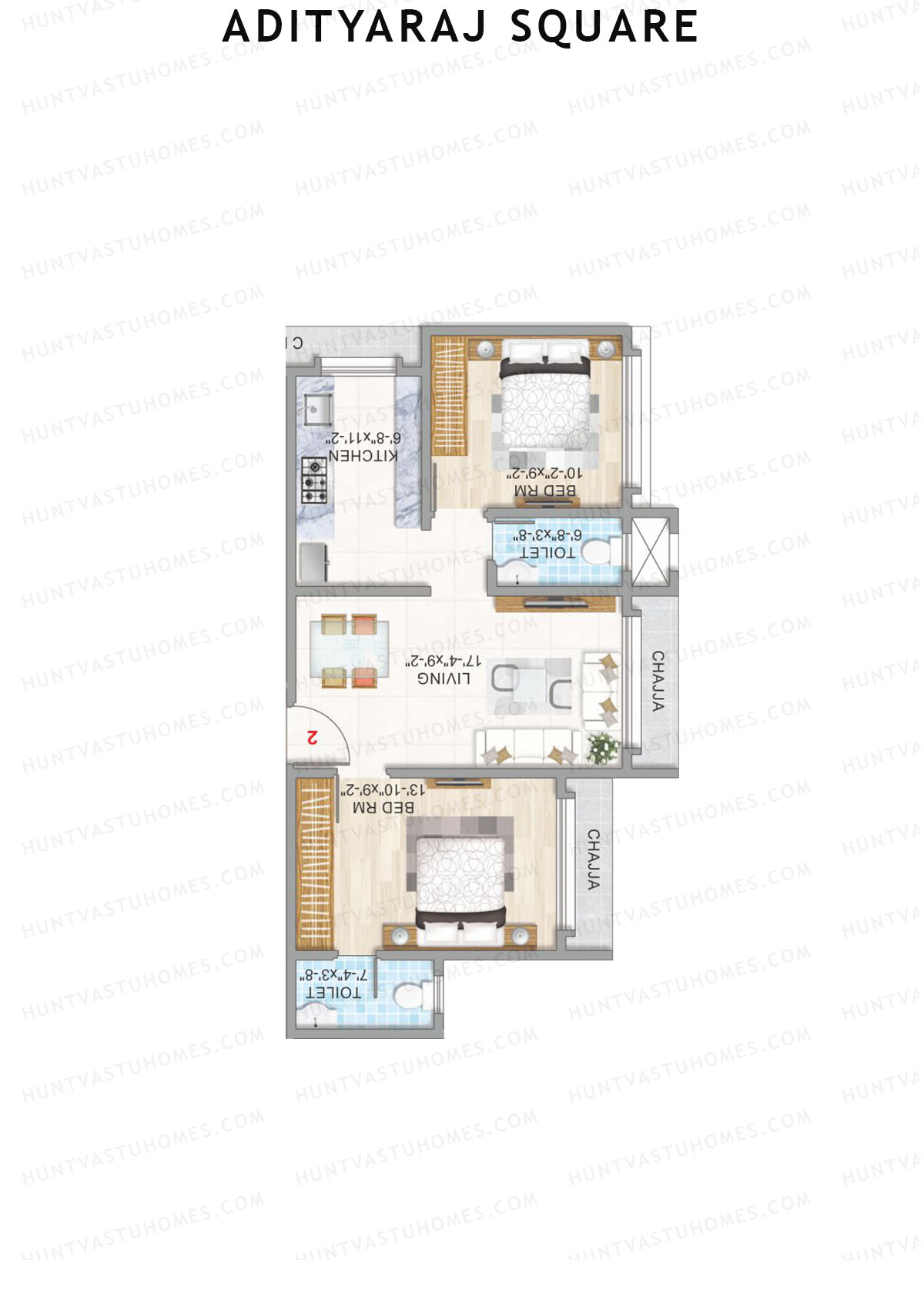 Adityaraj Square Wing A Unit 2 Floor Plan
