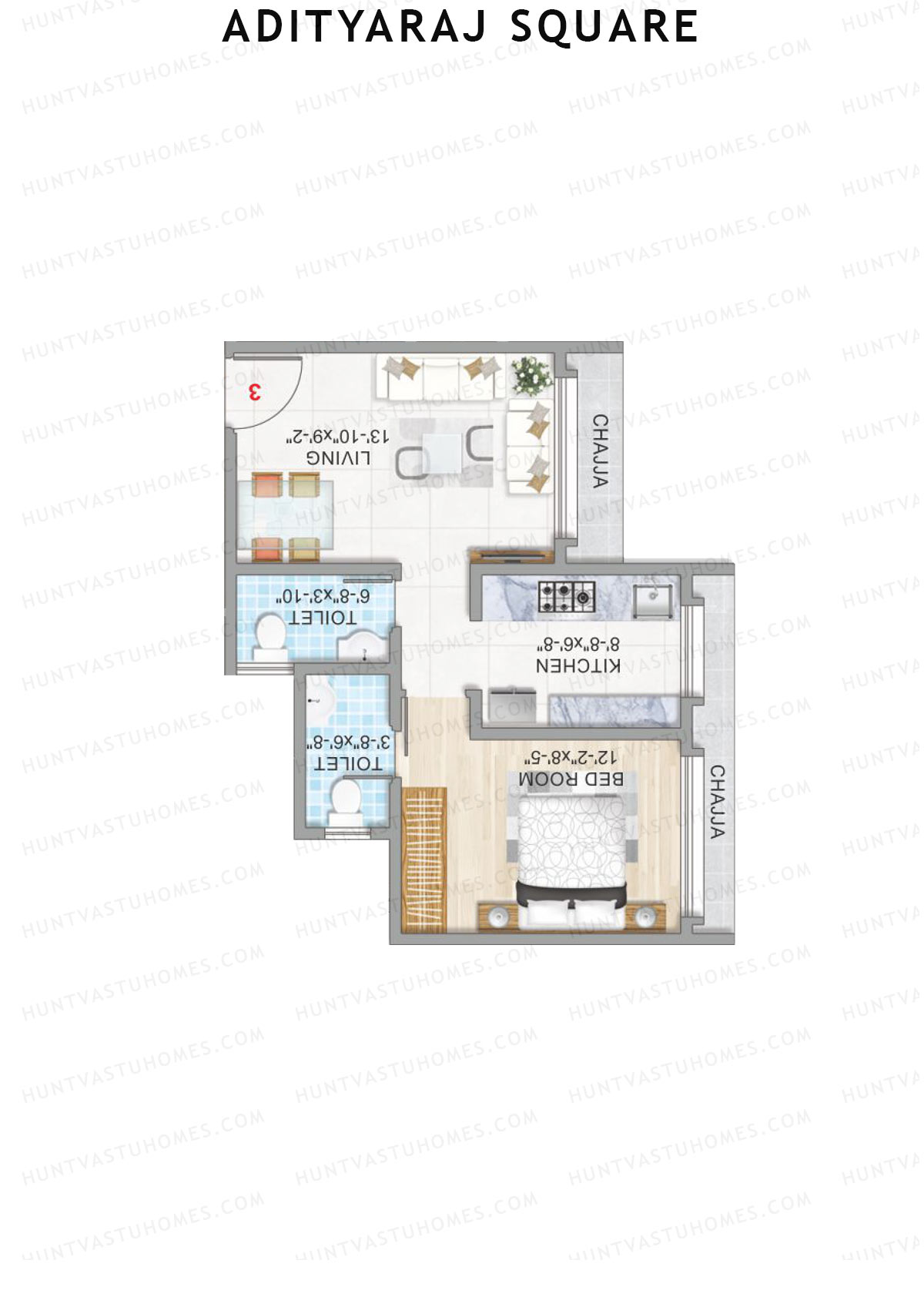 Adityaraj Square Wing A Unit 3 Floor Plan