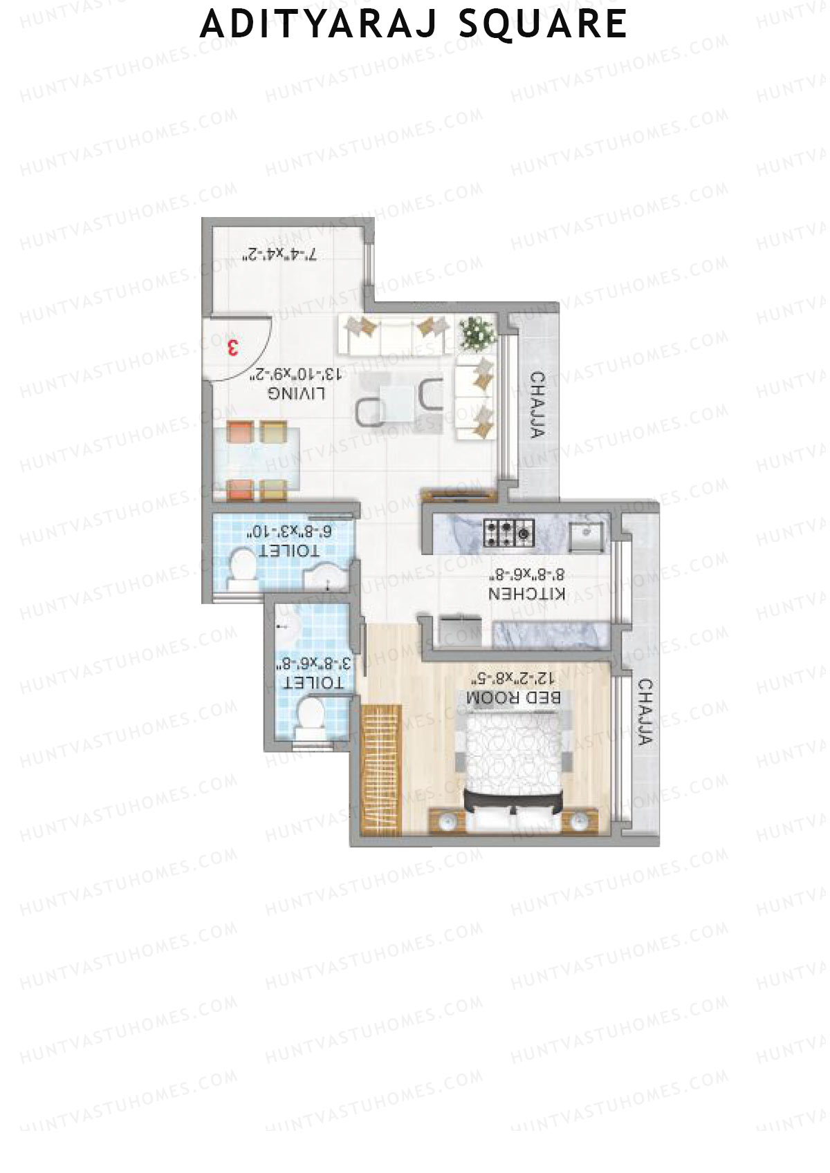Adityaraj Square Wing A Unit 3 Floor Plan