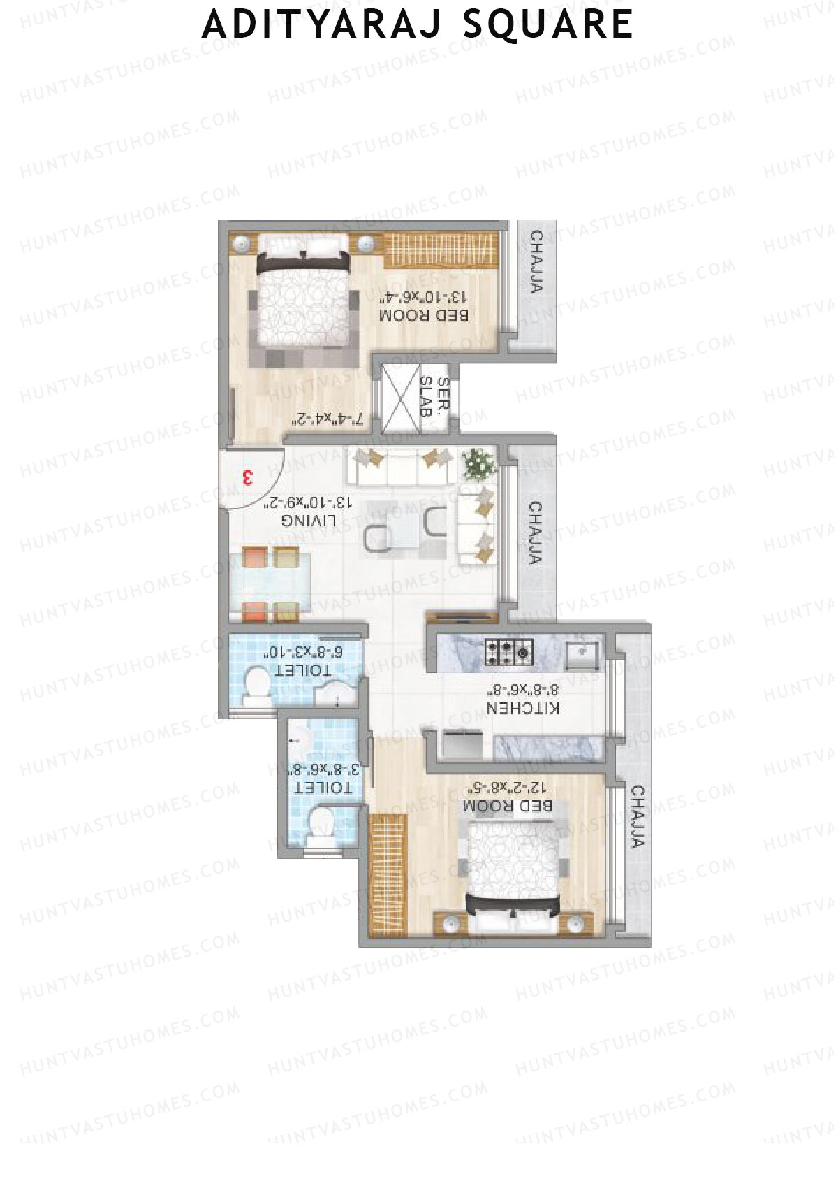 Adityaraj Square Wing A Unit 3 Floor Plan