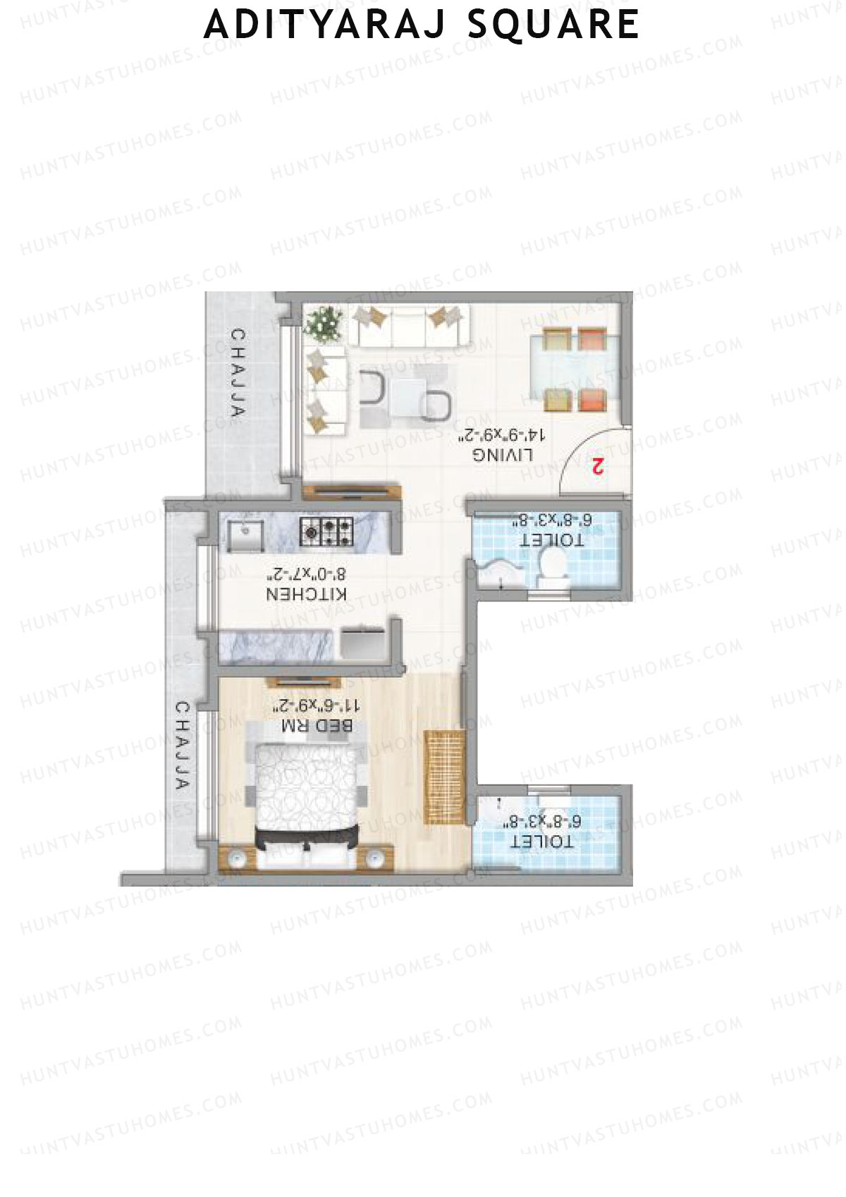 Adityaraj Square Wing B Unit 2 Floor Plan