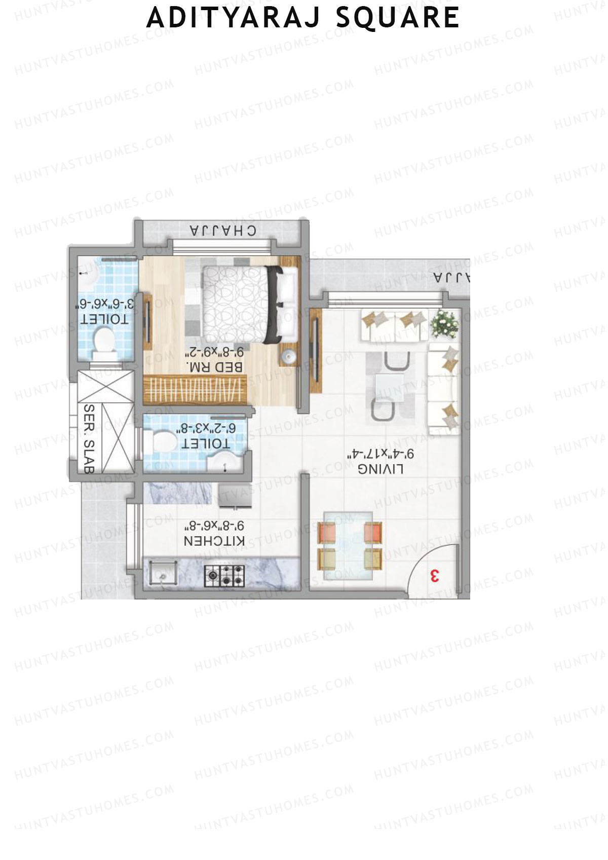 Adityaraj Square Wing B Unit 3 Floor Plan