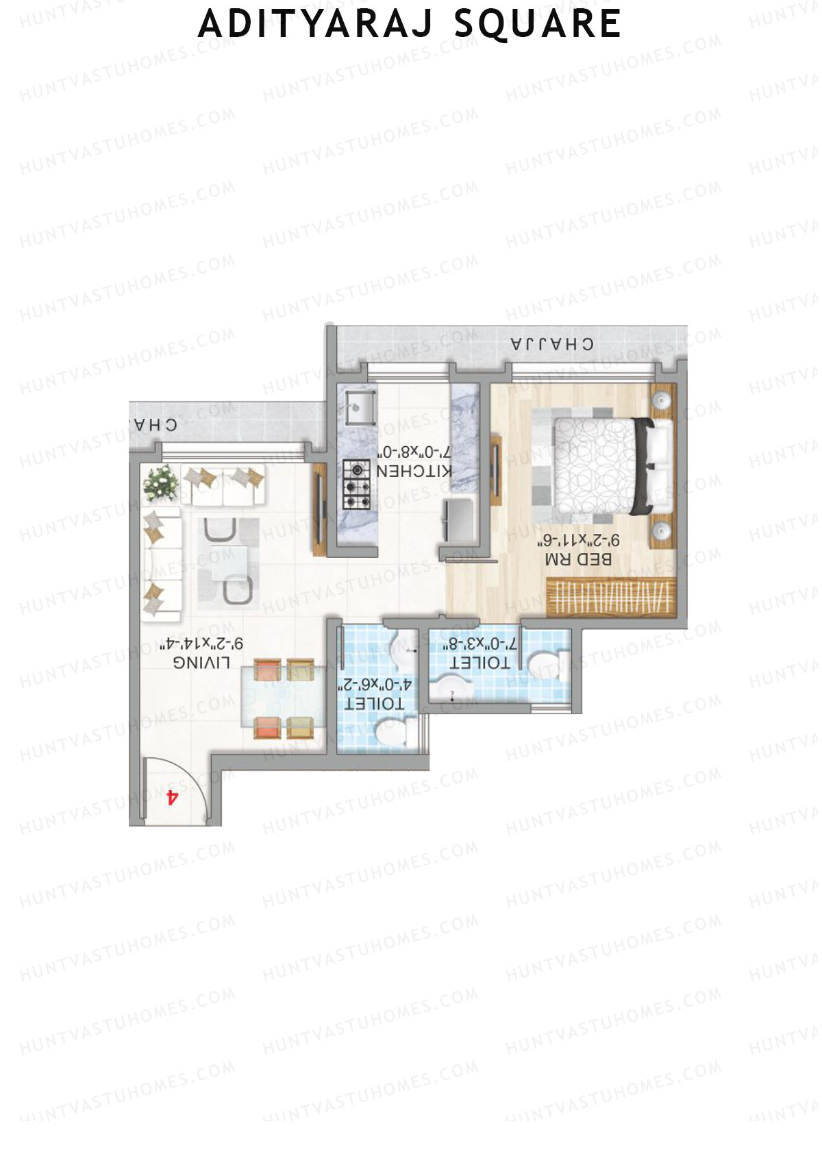Adityaraj Square Wing B Unit 4 Floor Plan