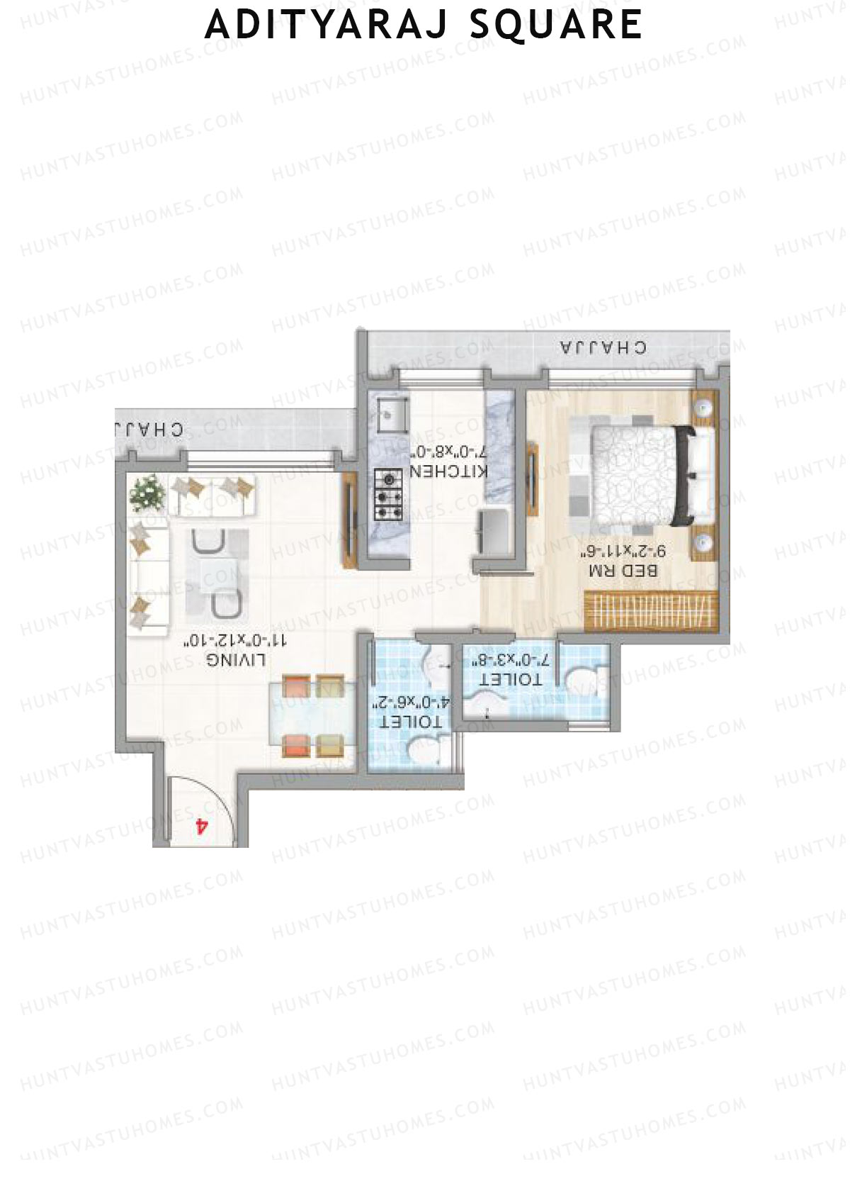 Adityaraj Square Wing B Unit 4 Floor Plan