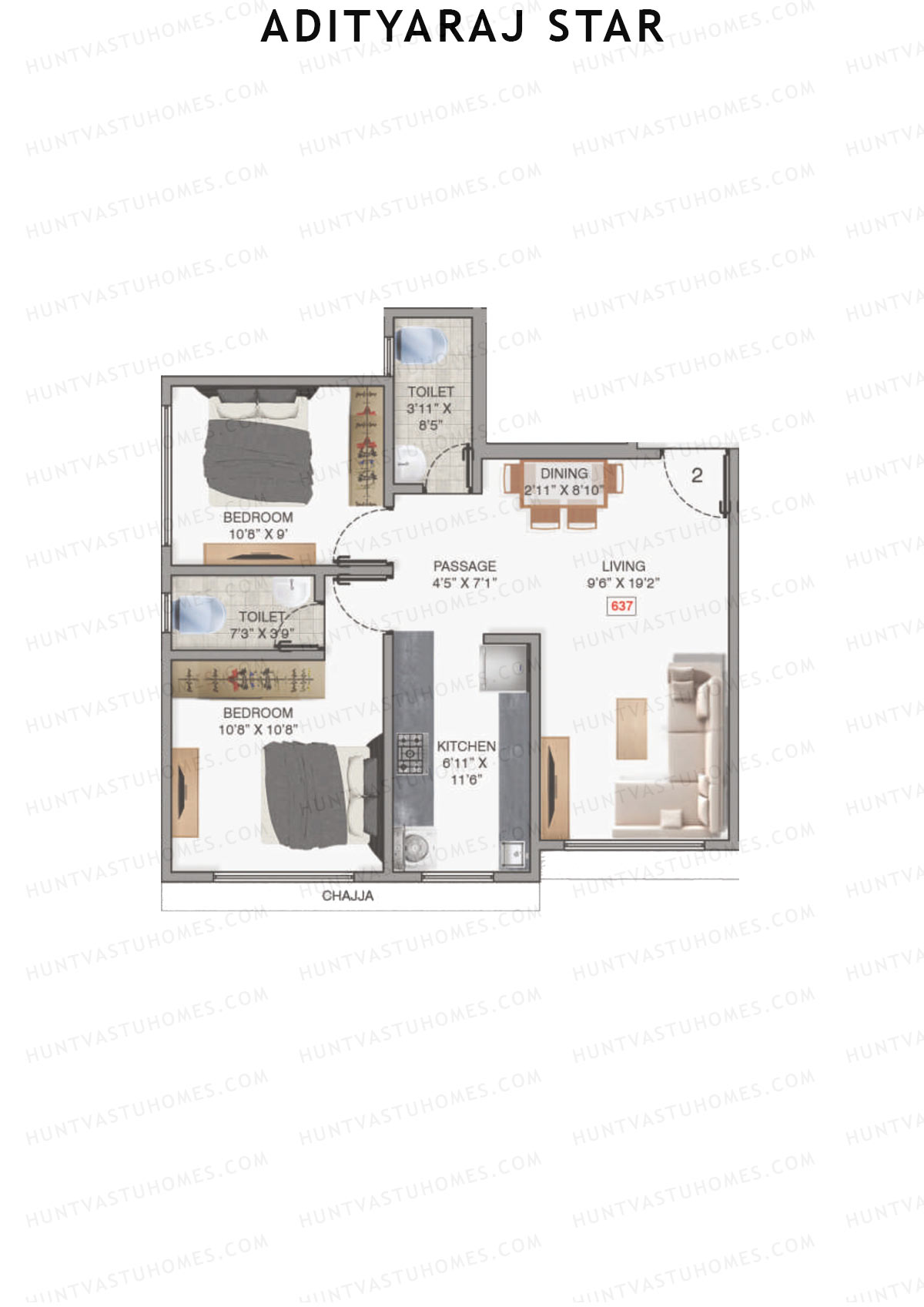 Adityaraj Star Tower A Unit 2 Floor Plan