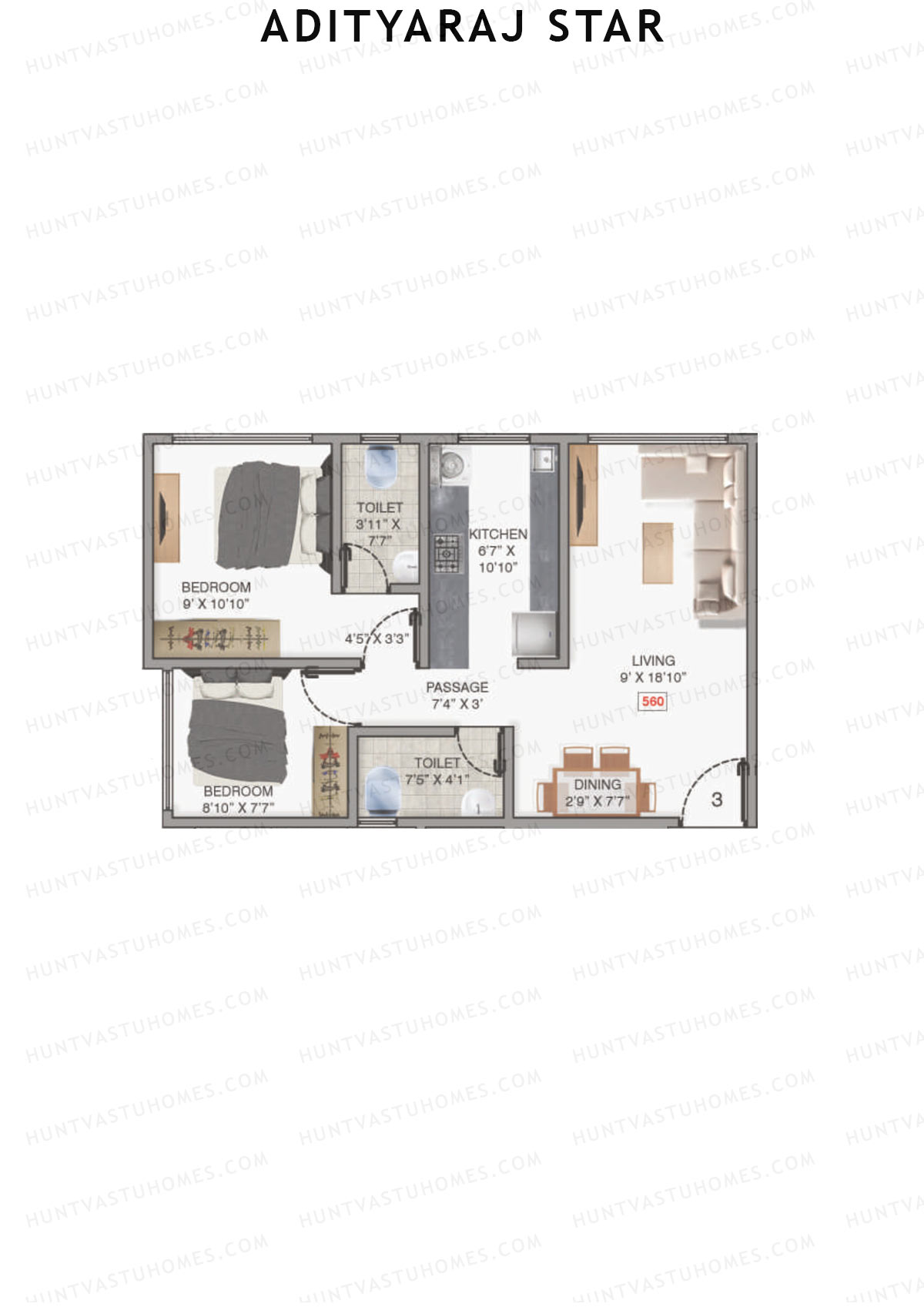 Adityaraj Star Tower A Unit 3 Floor Plan