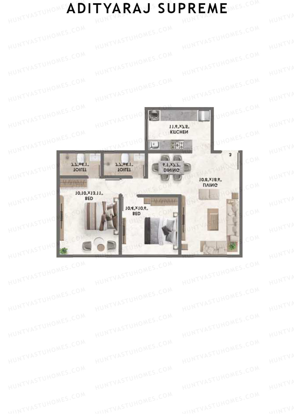 Adityaraj Supreme Wing A Unit 2 Floor Plan