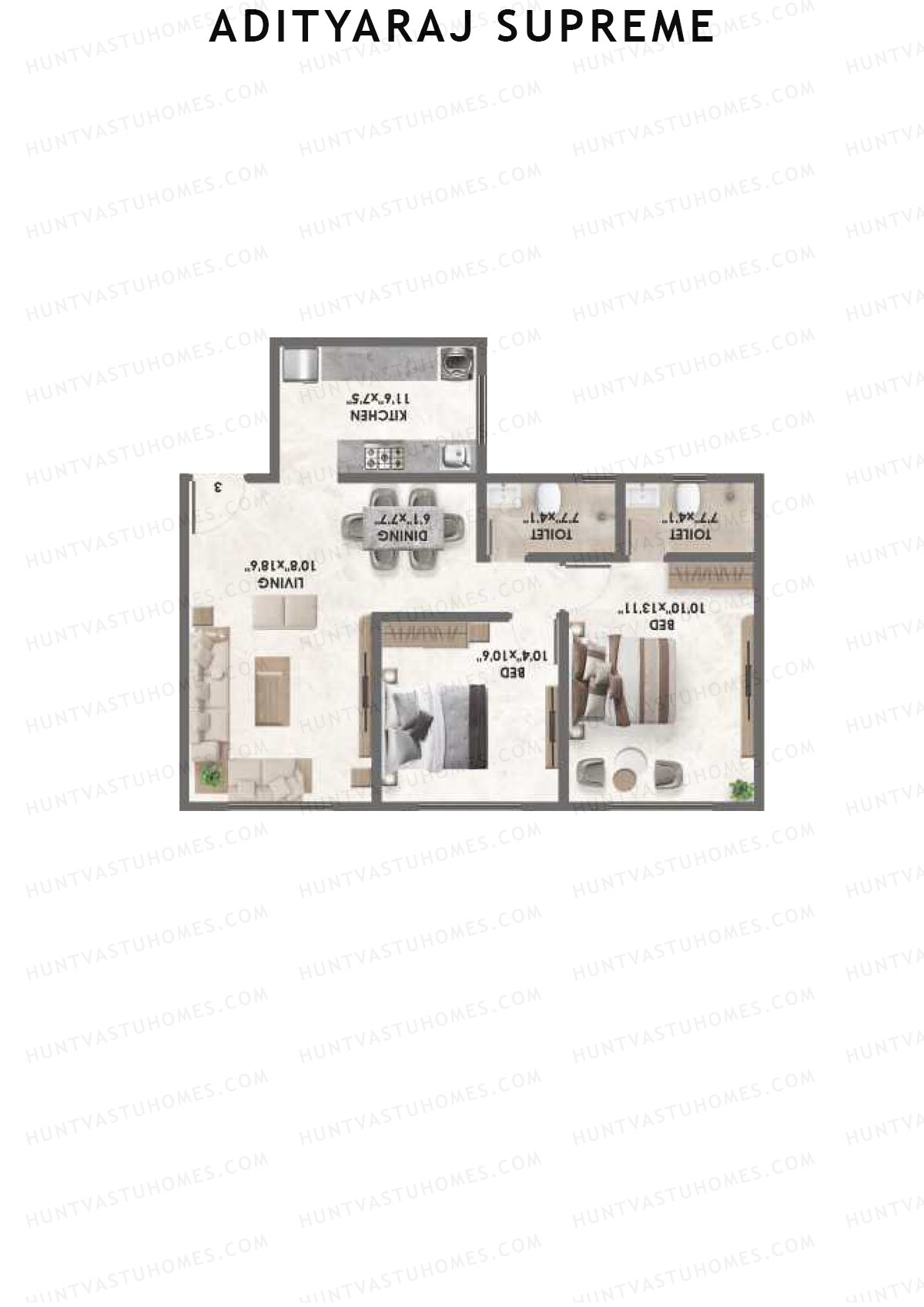 Adityaraj Supreme Wing B Unit 3 Floor Plan