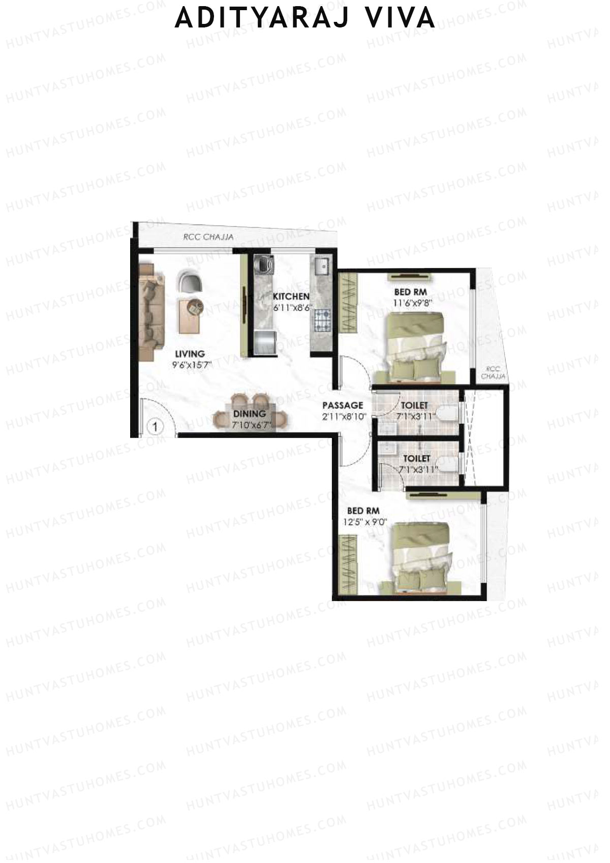 Adityaraj Viva Wing B Unit 1 Floor Plan