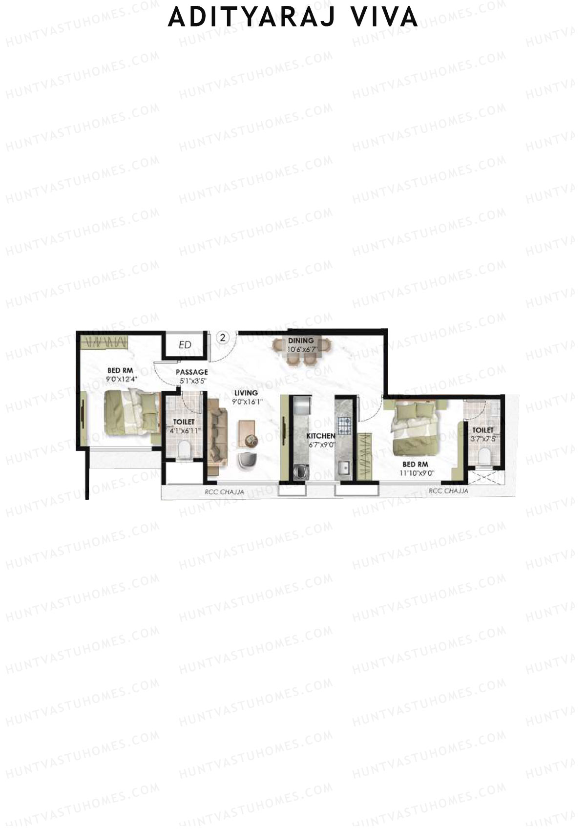 Adityaraj Viva Wing B Unit 2 Floor Plan