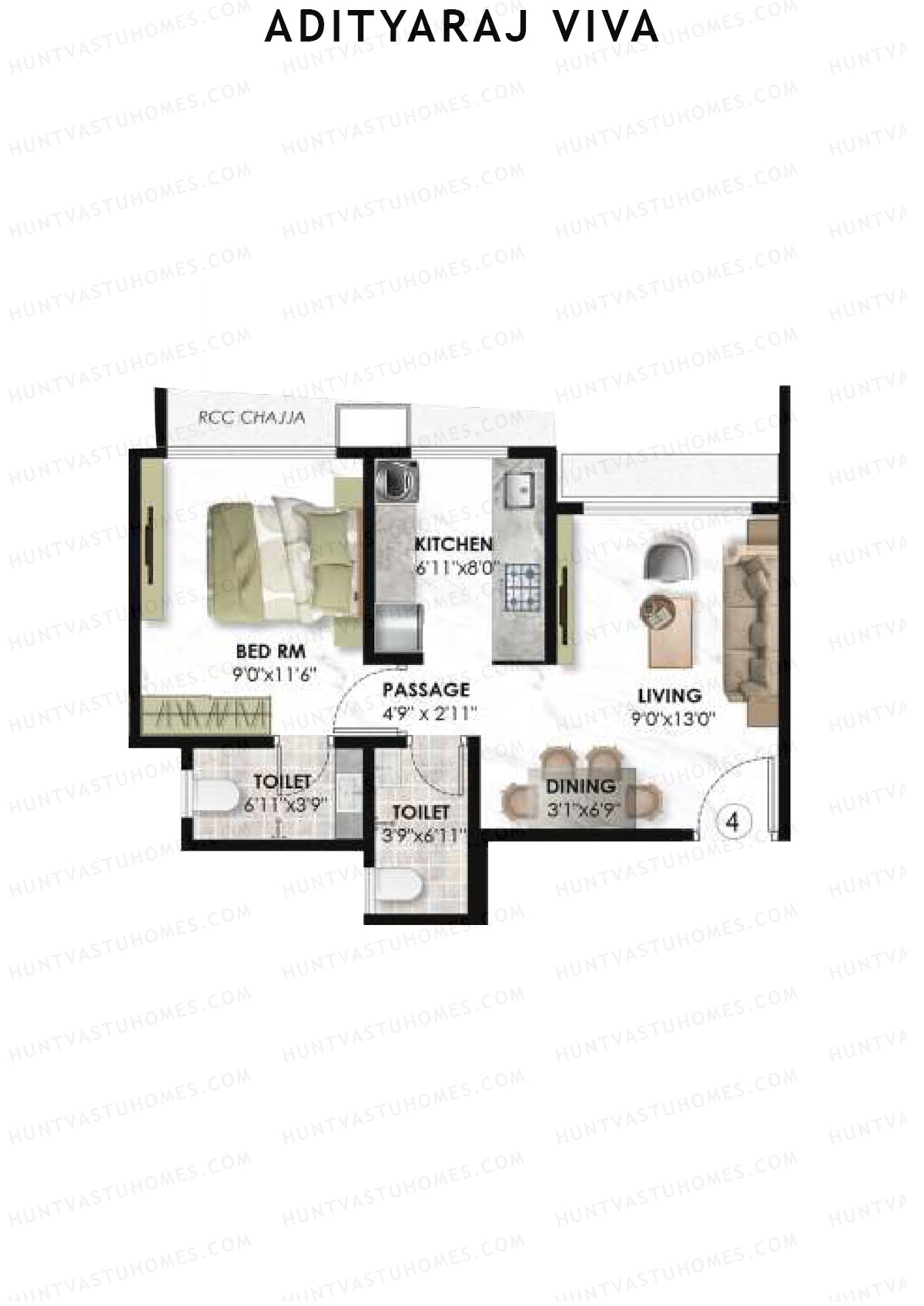 Adityaraj Viva Wing B Unit 4 Floor Plan