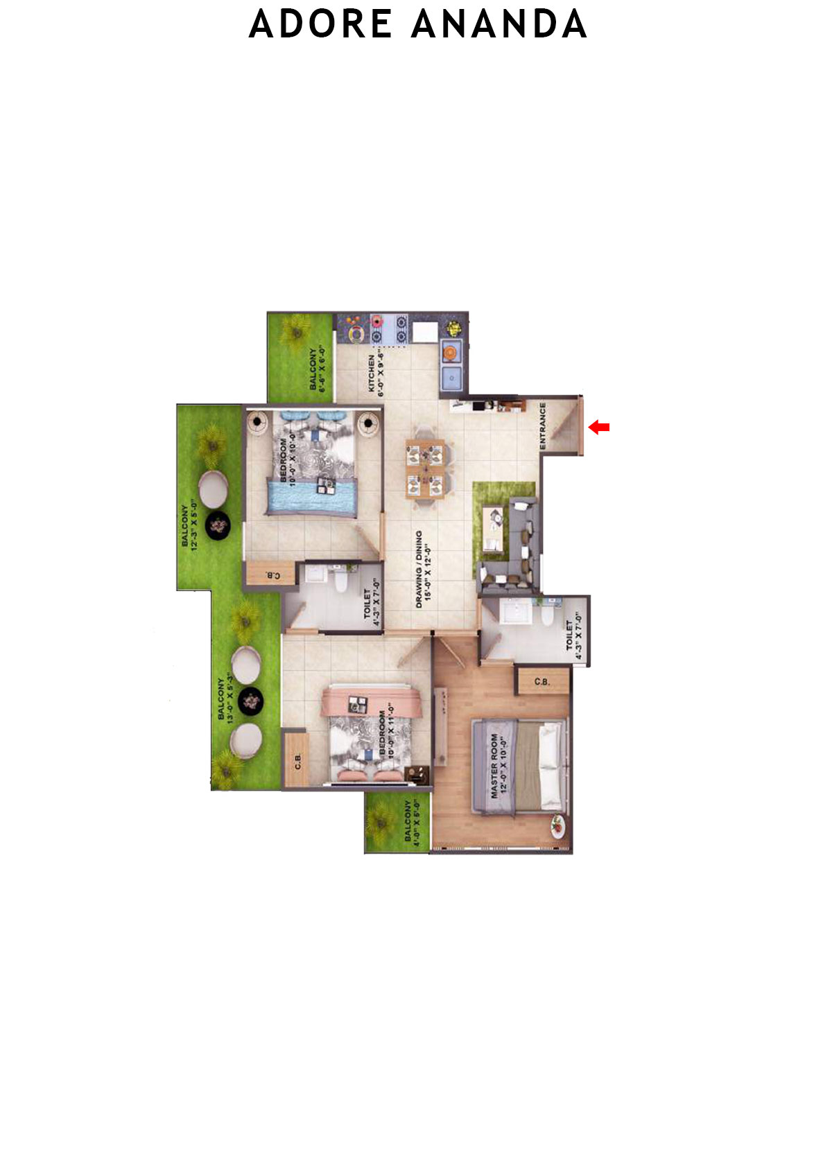 Adore Ananda Tower T14 Unit 4 Floor Plan