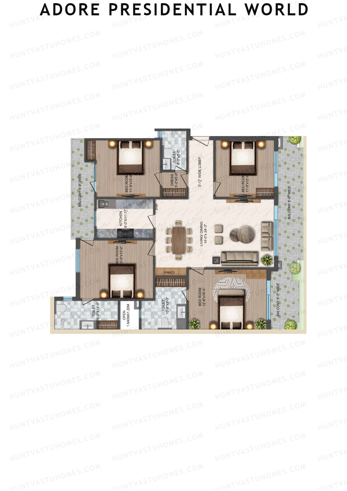 Adore Presidential World Tower E Unit 85 Floor Plan