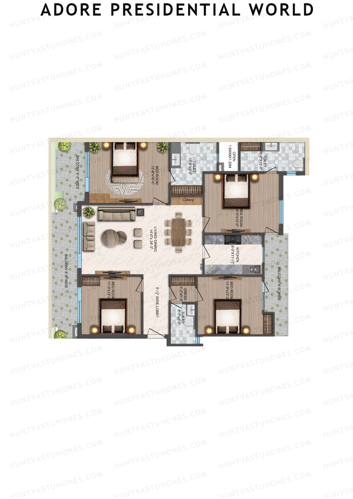 Adore Presidential World Tower J Unit 53 Floor Plan