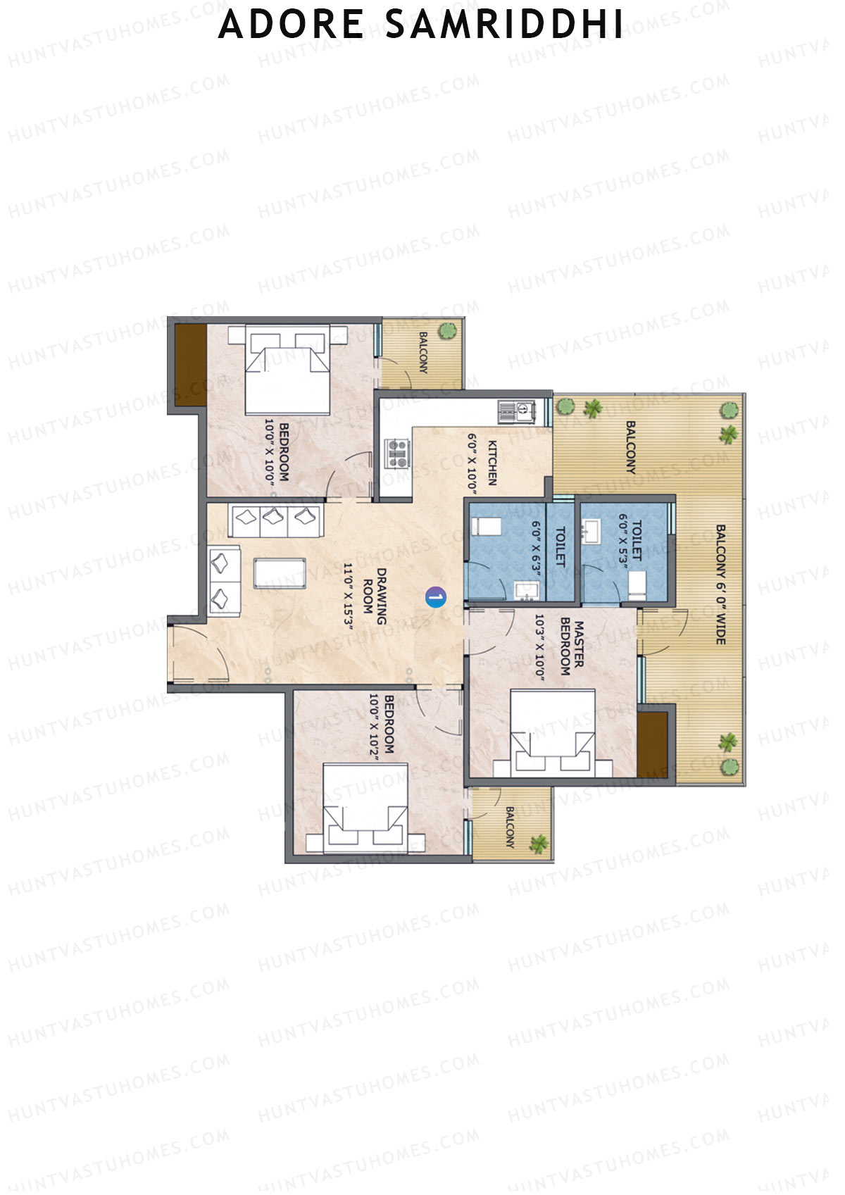 Adore Samriddhi Tower 12 Unit 3 Floor Plan