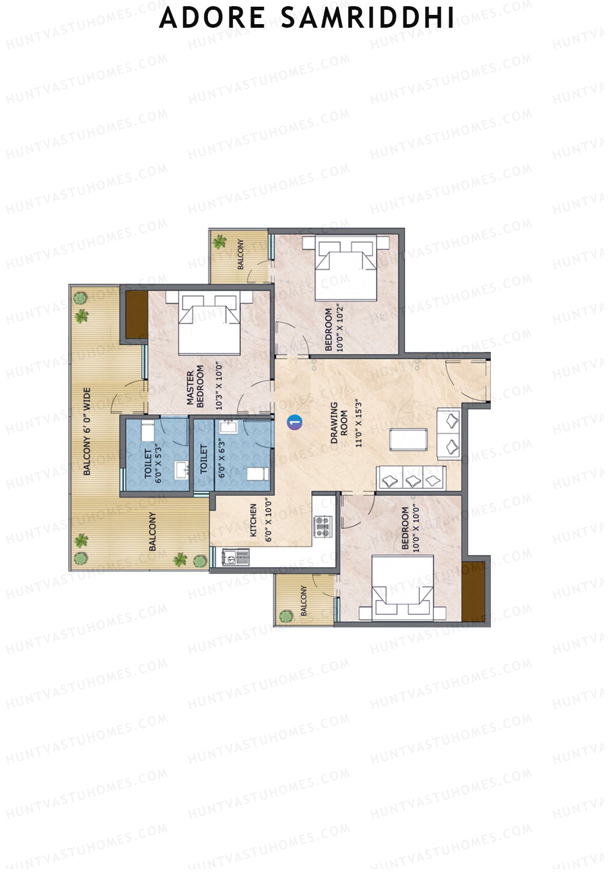Adore Samriddhi Tower 13 Unit 1 Floor Plan