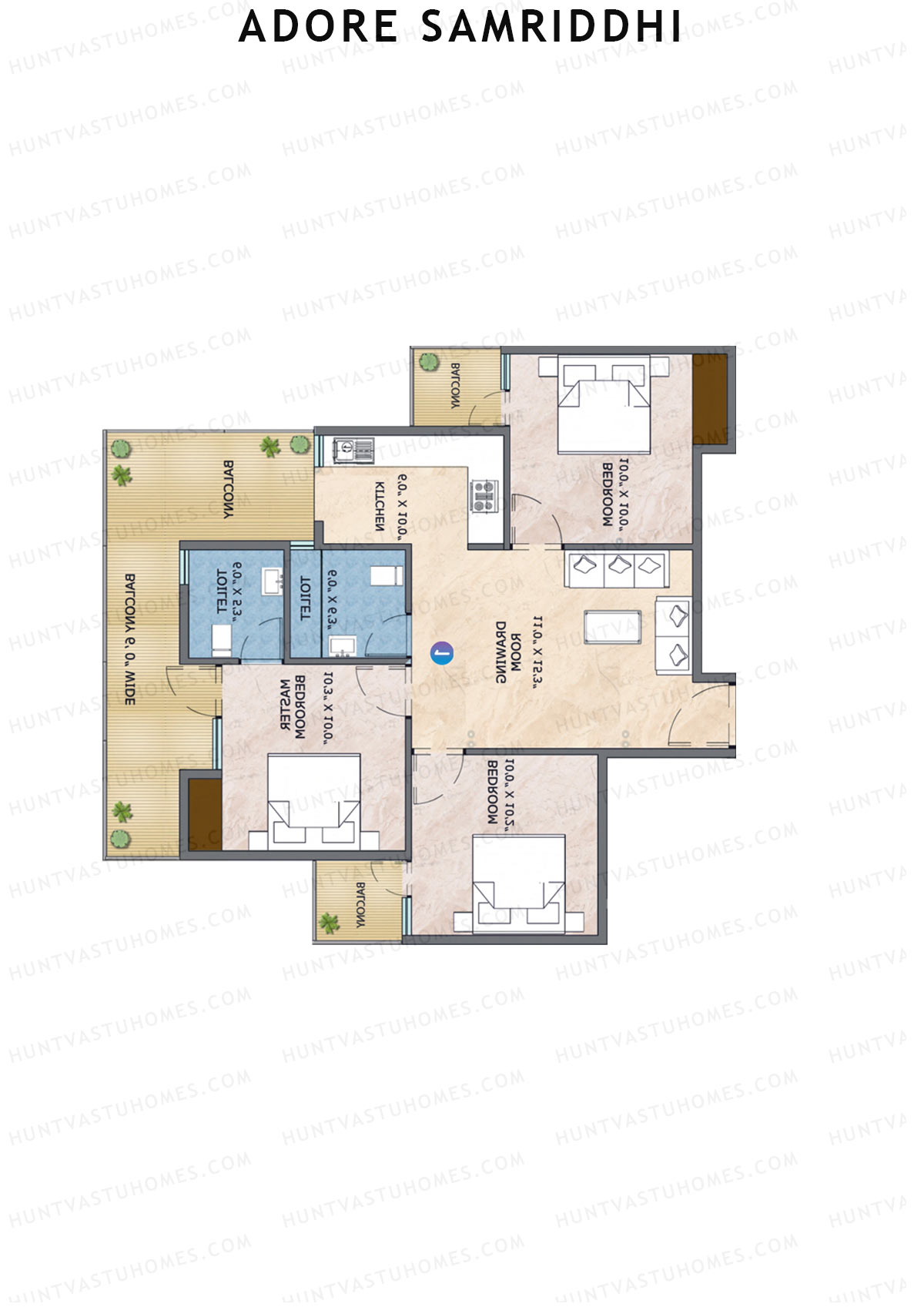 Adore Samriddhi Tower 15 Unit 2 Floor Plan
